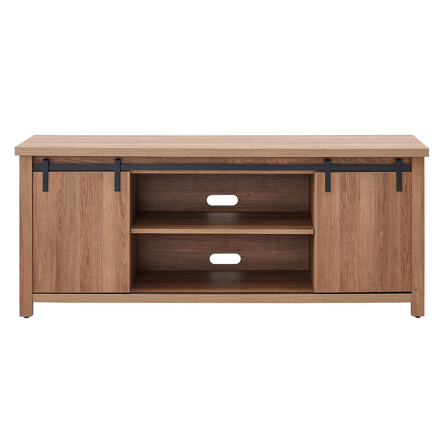 Evelyn&Zoe Deacon Rectangular TV Stand for TV's up to 65", Golden Oak