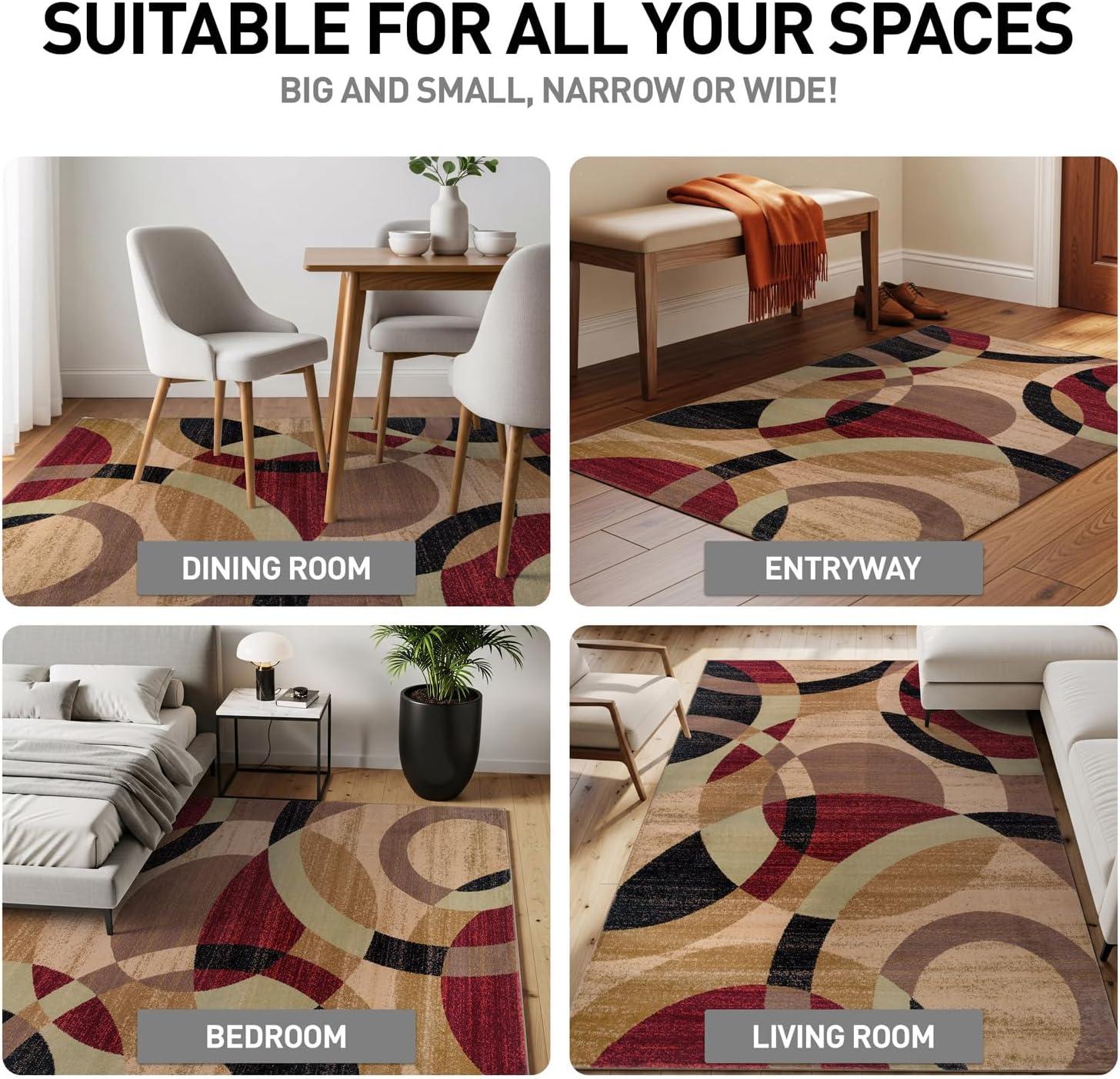 World Rug Gallery Geometric Circles Multi 7'10" x 10'2" Indoor Area Rug