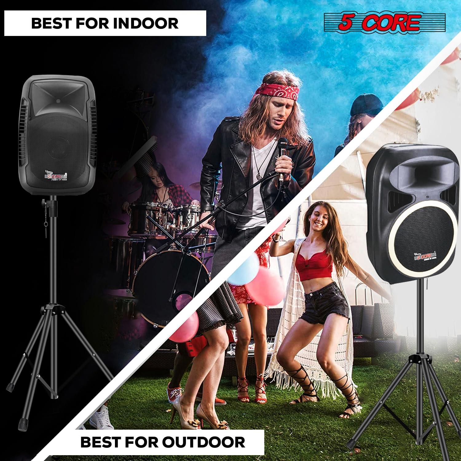 Inbox Zero 5 Core Speaker Stand Tripod Heavy Duty Adjustable Up to 72 Inch DJ Studio Monitor Stands Pole Mount