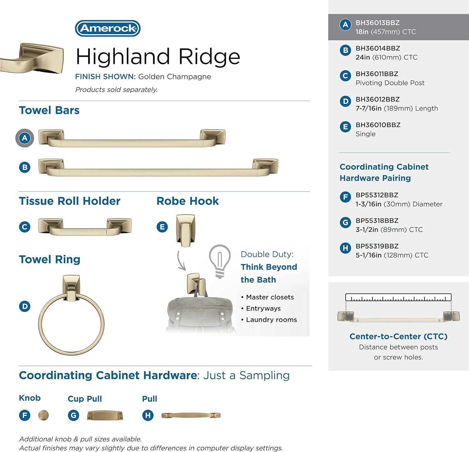 Highland Ridge 20.87" Wall Mounted Towel Bar