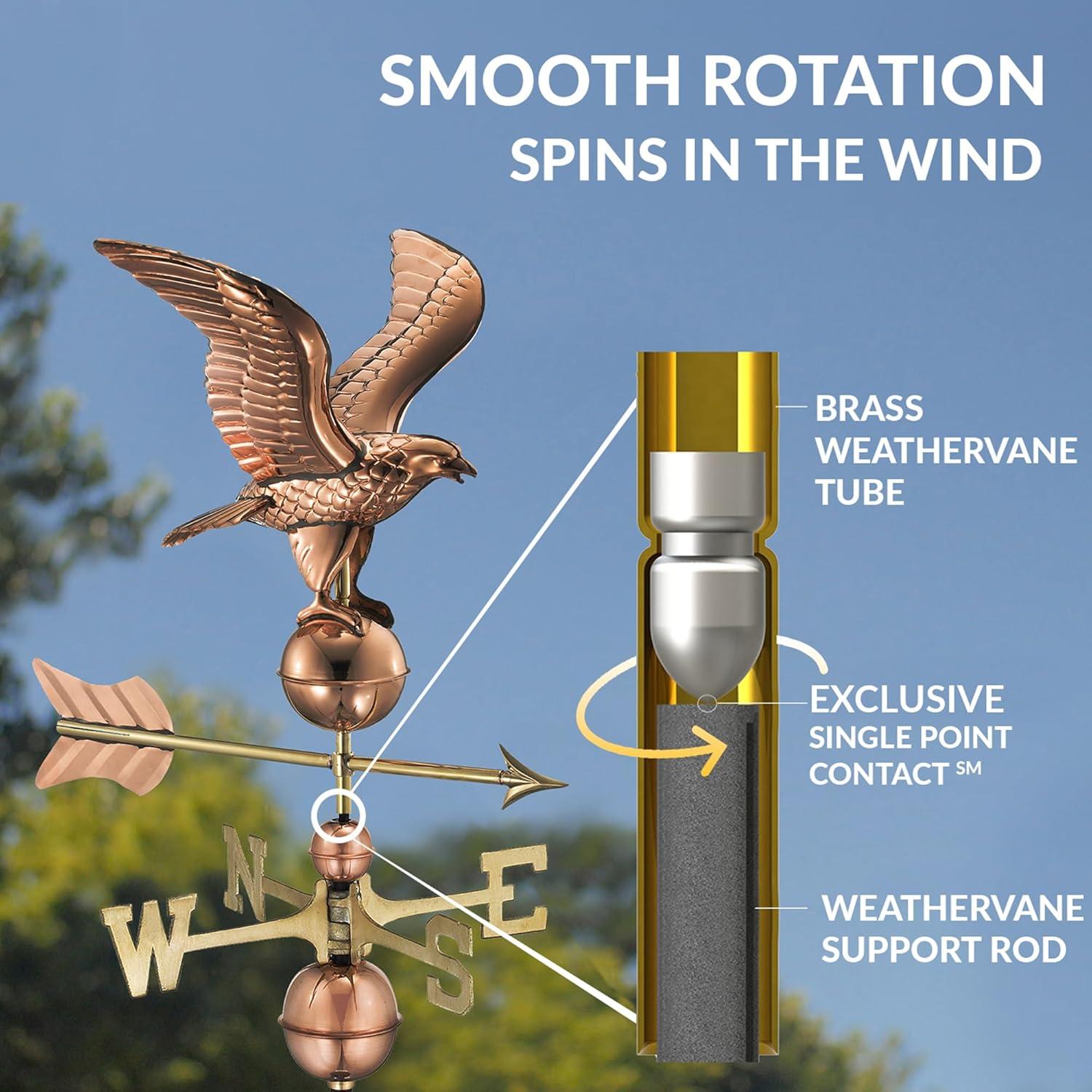 American Eagle Copper Weathervane with Roof Mount