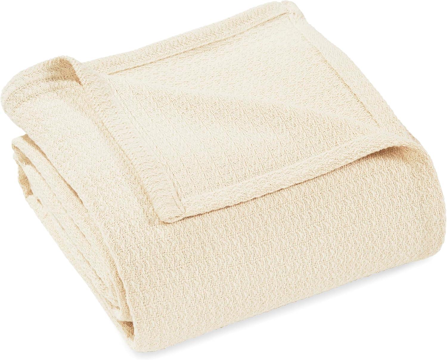 Waffle Weave Honeycomb Knit Soft Textured All-Season Cotton Blanket