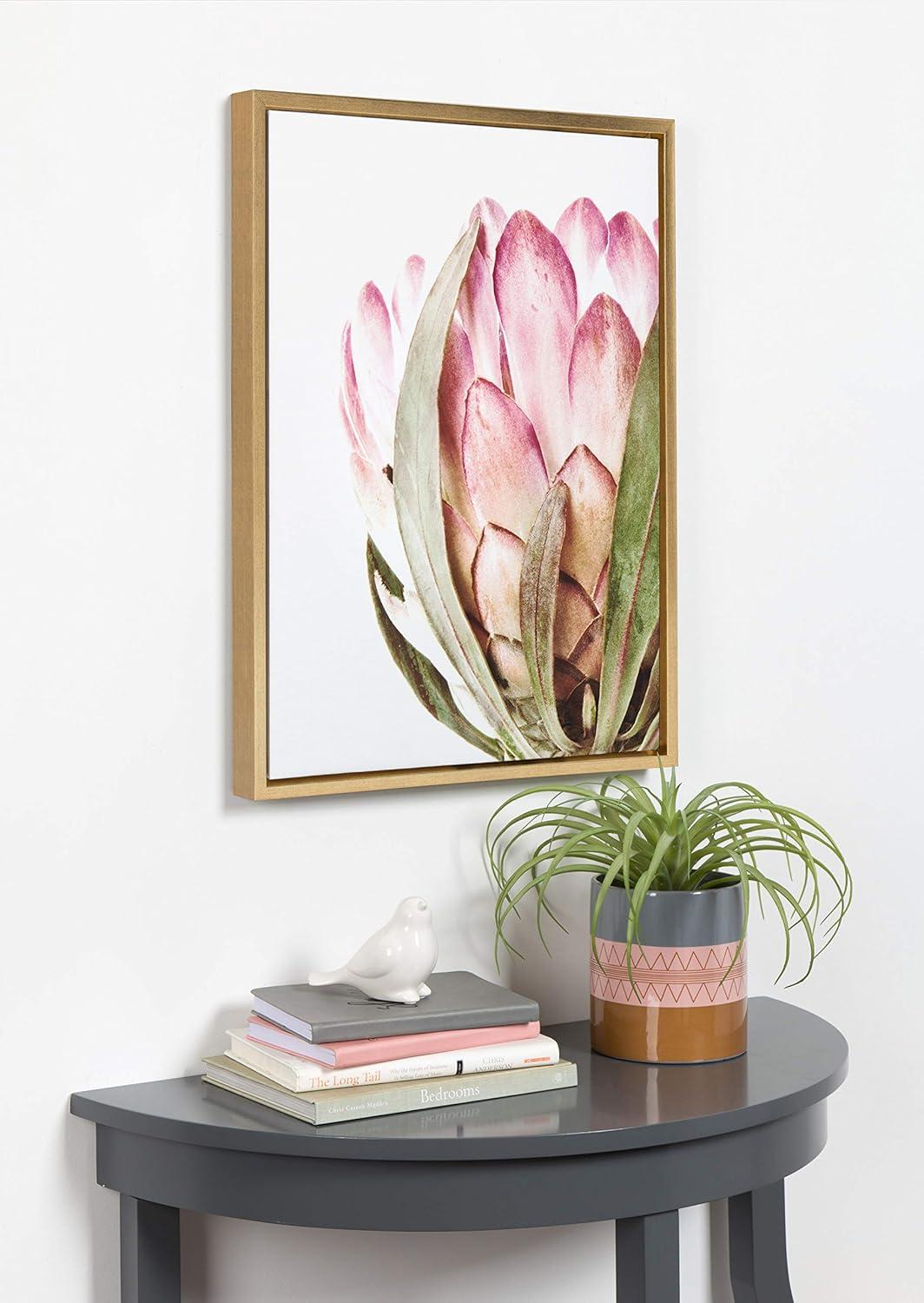 Pink Protea Flower 18x24 Framed Canvas Wall Art