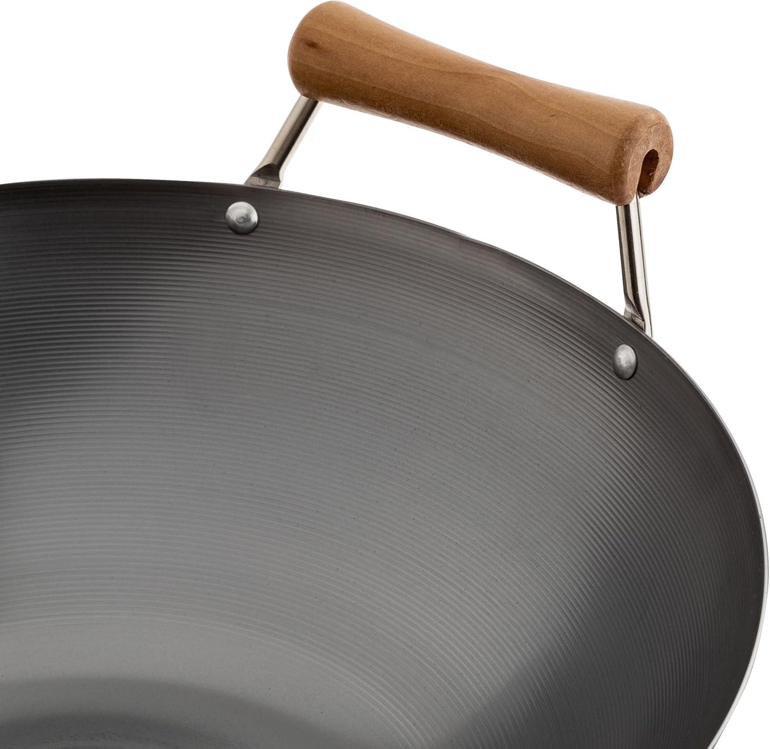 14-Inch Carbon Steel Wok with Birch Handles