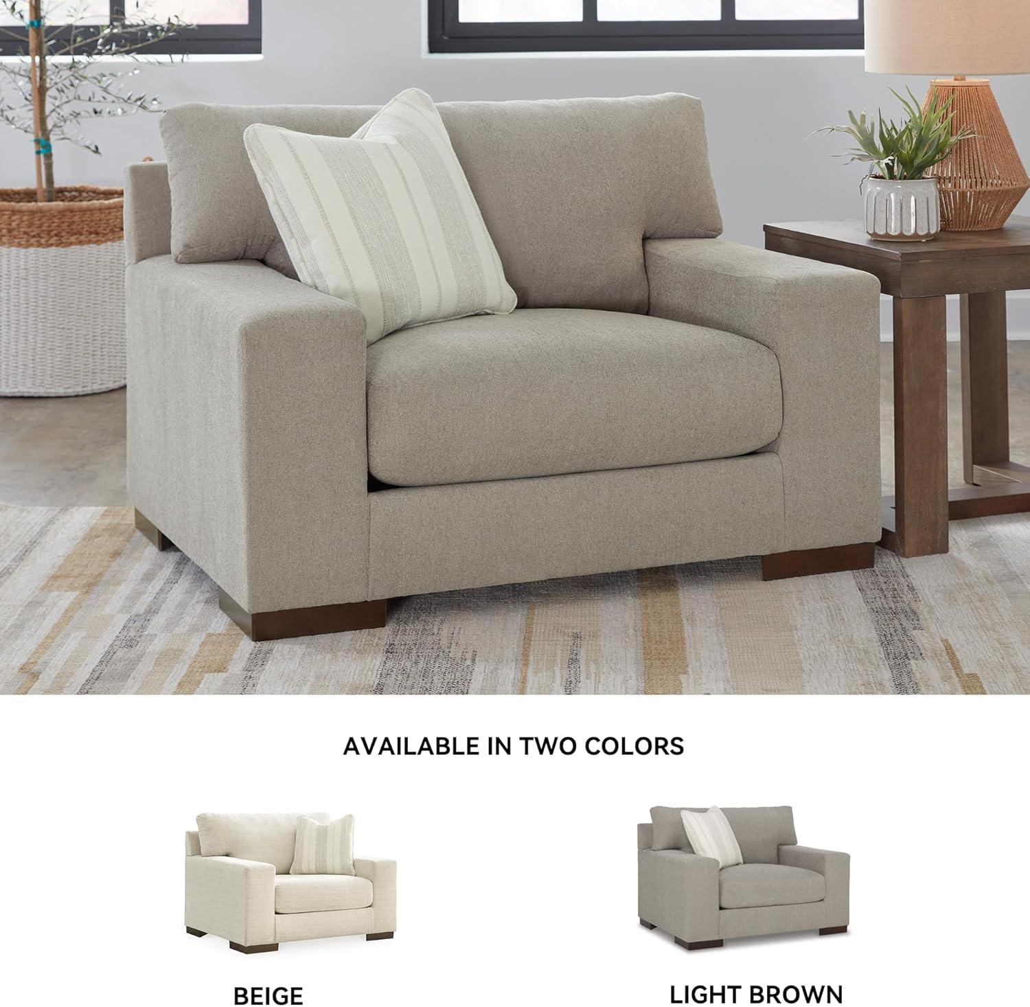 Beige Flax Contemporary Oversized Stationary Chair