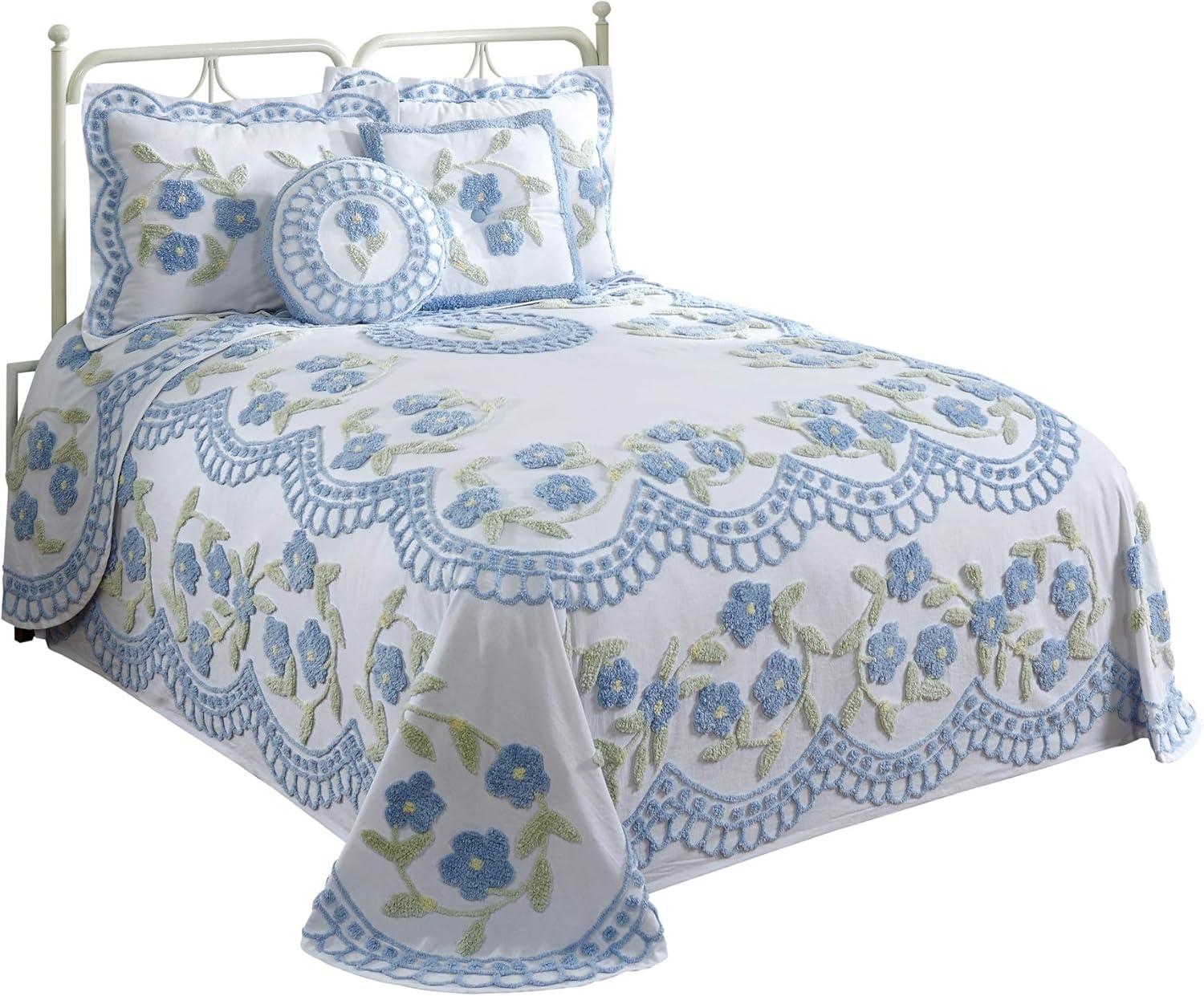 Better Trends Bloomfield 100% Cotton Chenille Coverlet/Bedspread Machine Washable Ultra Soft Floral Pattern All Season Bedding