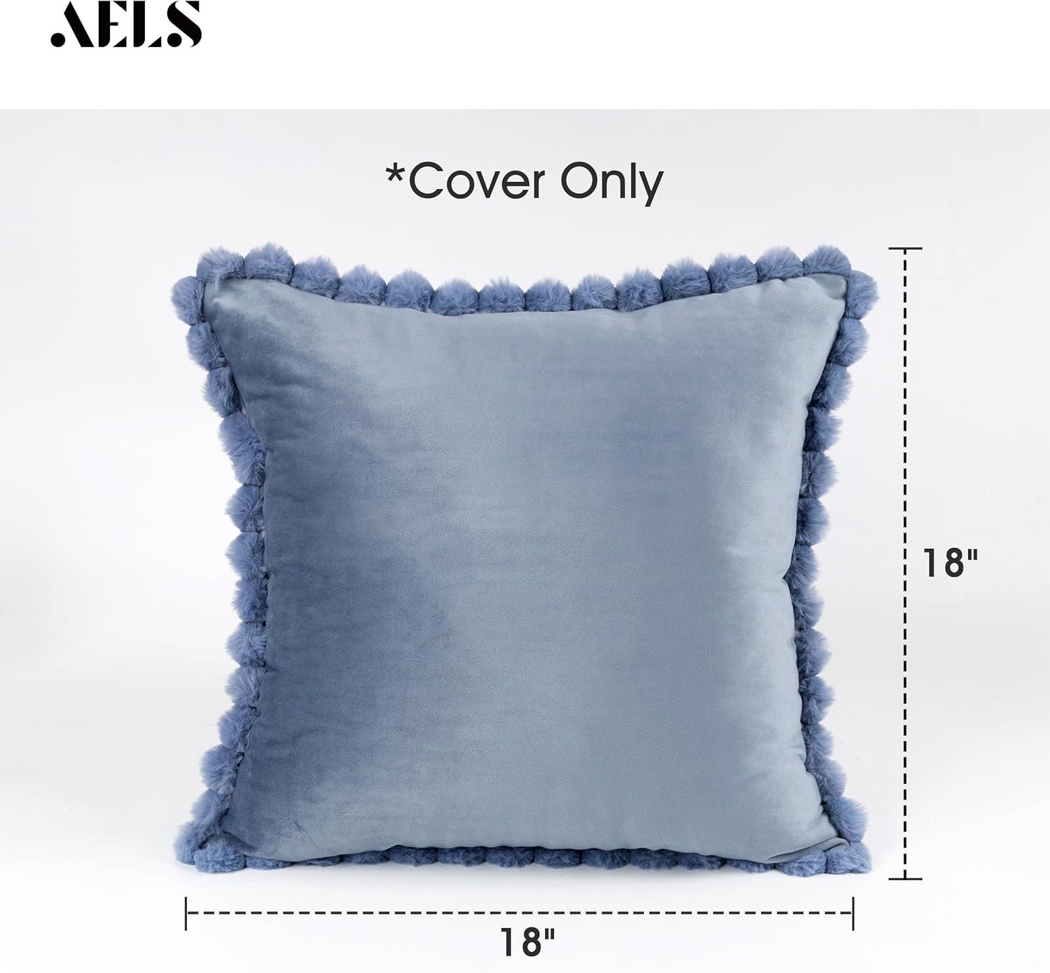 Deconovo Deconovo Pom-poms Velvet Reversible Pillow Cover (Set of 2)