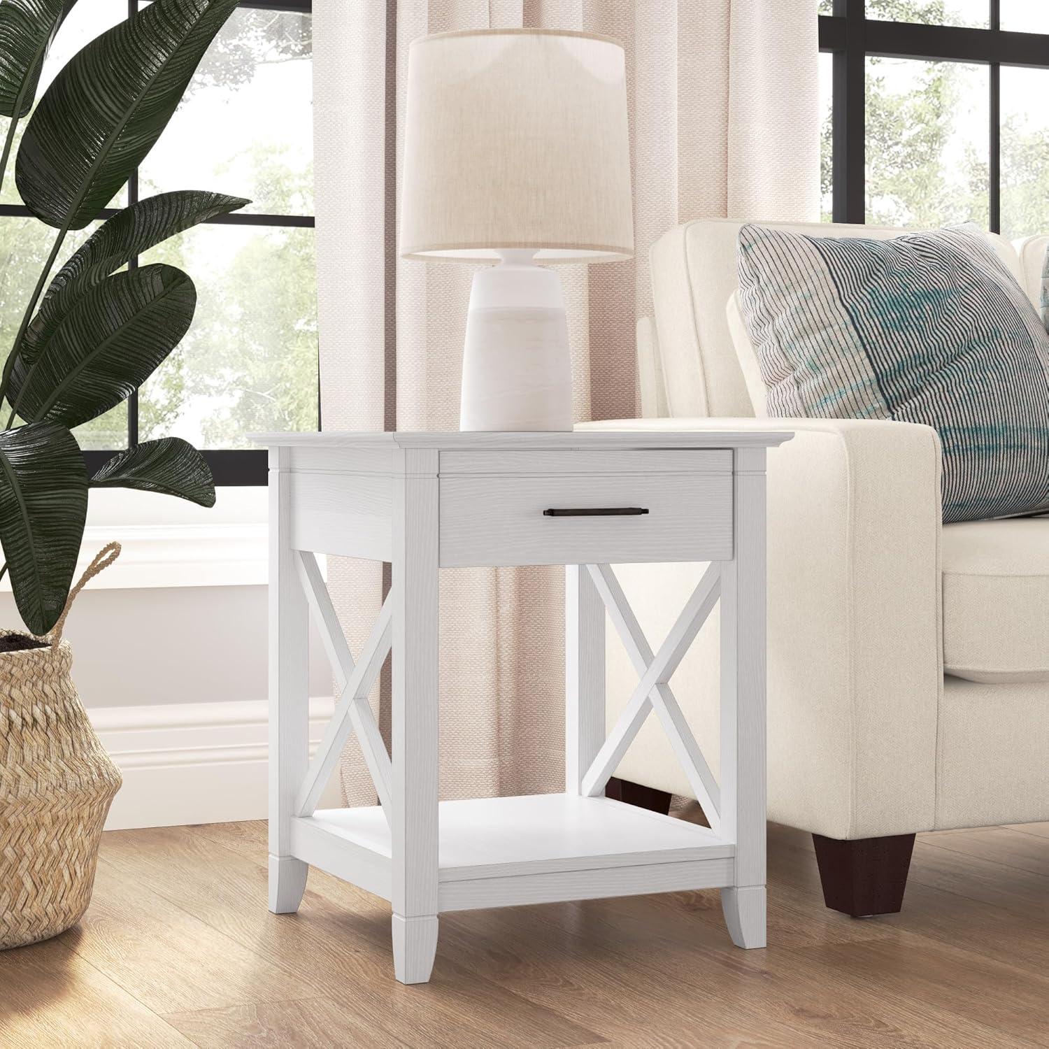 Key West End Table with Storage in Pure White Oak - Engineered Wood