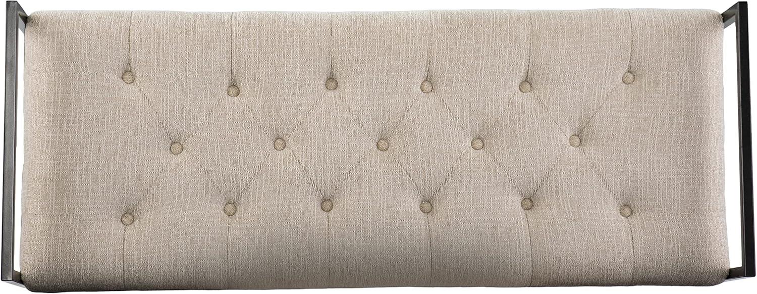 SEI Furniture Coniston Fabric Upholstered Bench in Beige/Gunmetal Gray