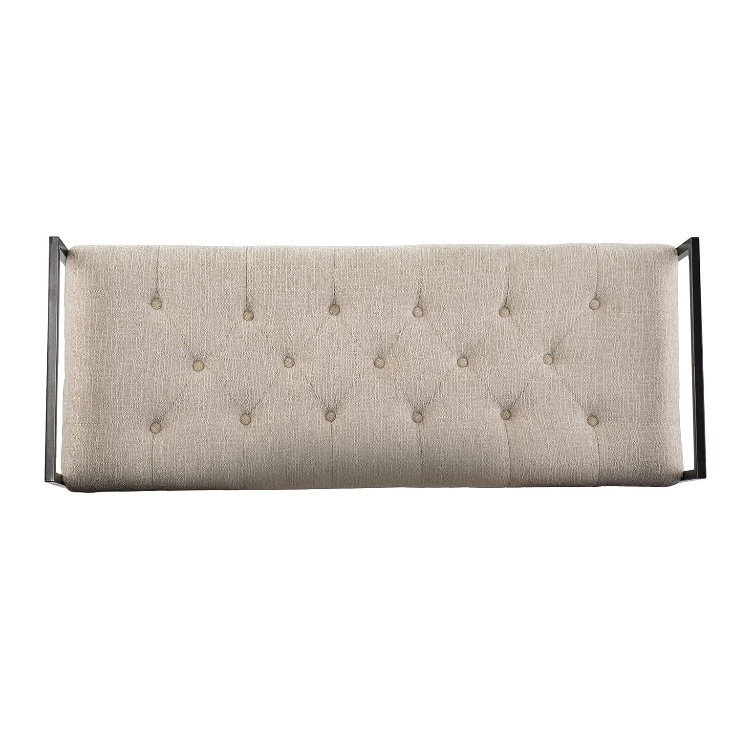 SEI Furniture Coniston Fabric Upholstered Bench in Beige/Gunmetal Gray