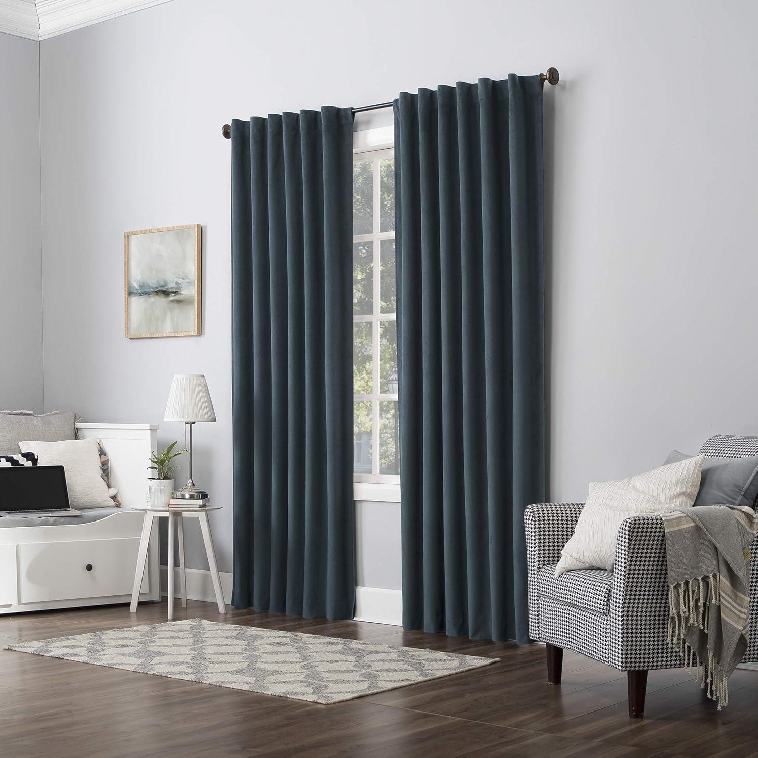 Velvet Noise Reducing Thermal Extreme 100% Blackout Back Tab Curtain Panel