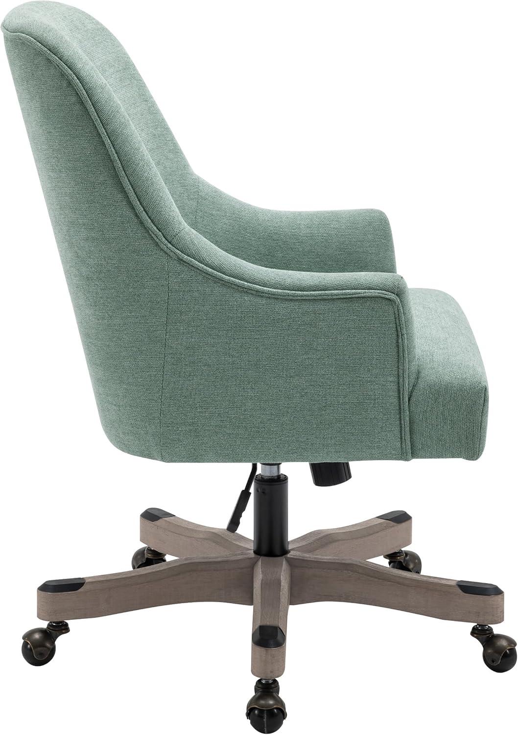 Bradwell Office Chair in Mint Fabric -Rustic Wood Base-Semi Asm