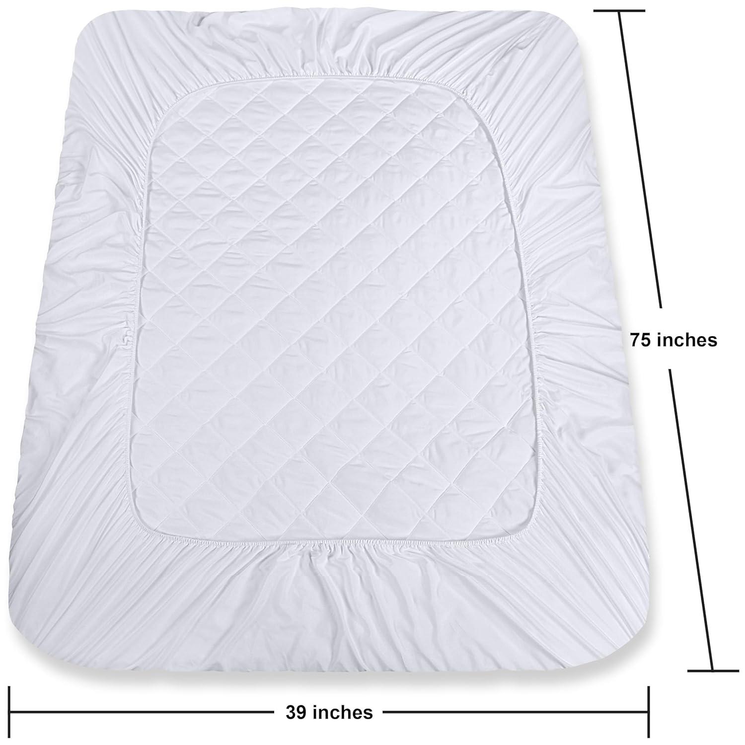 Utopia Bedding Microfiber Mattress Topper Twin , Quilted Fitted Mattress Pad Deep Pocket up to 16 inches, Machine Washable Mattress Protector