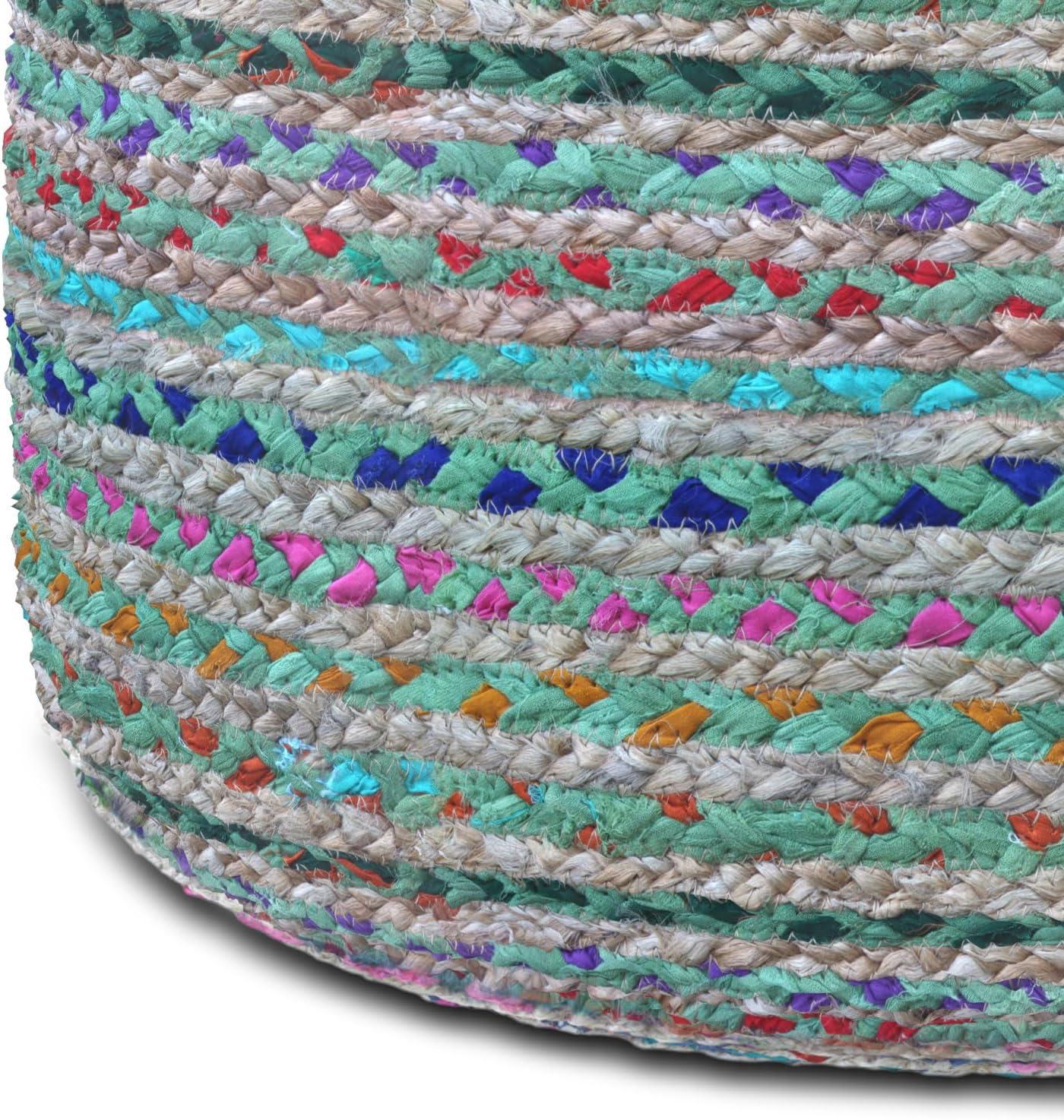 Simpli Home Margo 20"W Cotton and Jute Boho-style Pouf