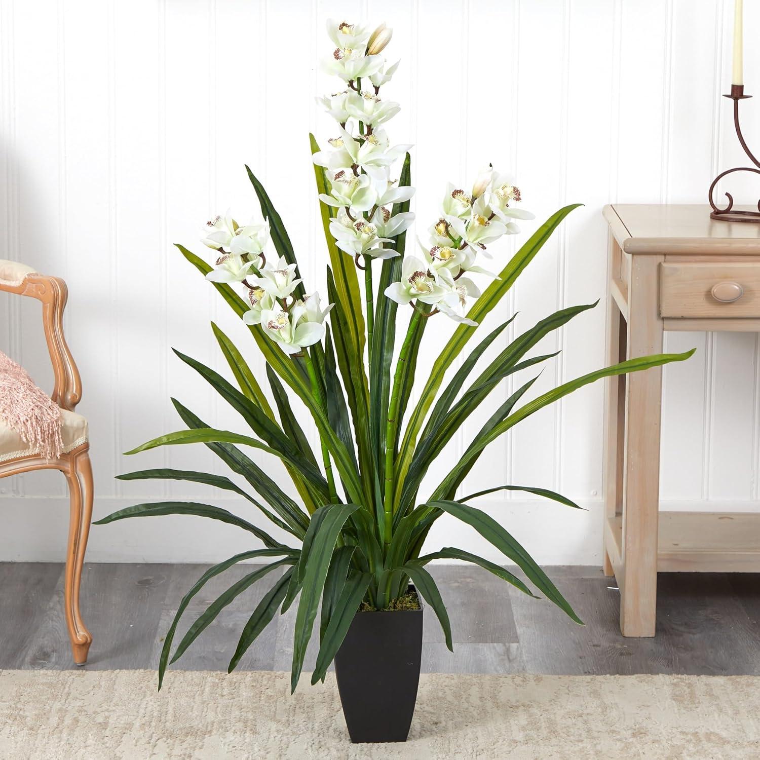 Nearly Natural 45-in Cymbidium Orchid Artificial Plant