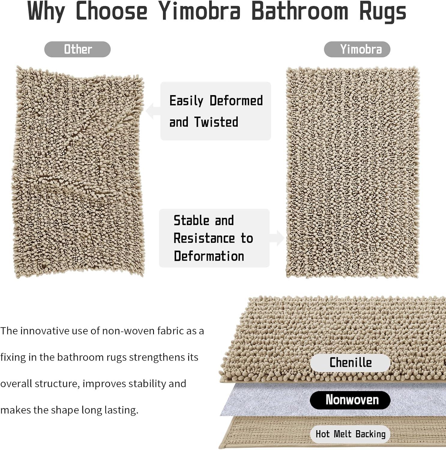 Pale Khaki High Pile Chenille Bath Rug 24 x 17