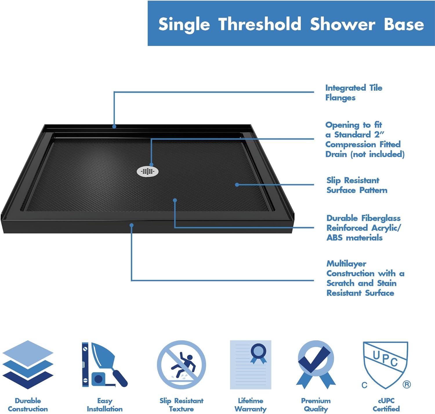 SlimLine 48" x 36" Single Threshold Shower Base