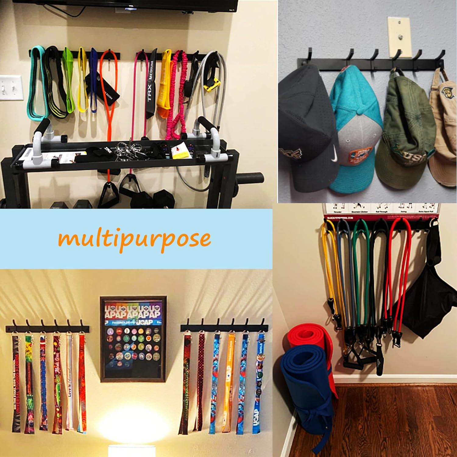 Coat Rack Wall Mount,Wall Coat Rack with 6 Movable Hooks,Black Coat Rack Wall Mount 2 Pack,Wall Mounted Coat Rack for Entryway,Bathroom, Kitchen,42.5cm