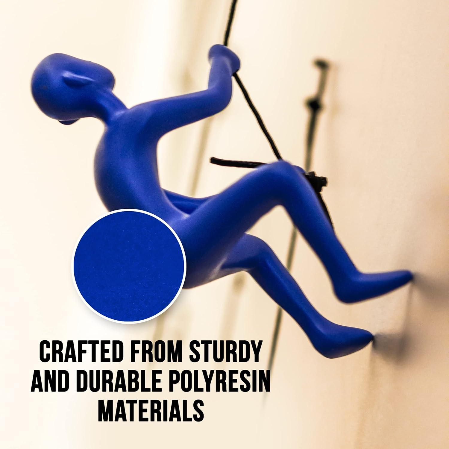 Climbing Man Classic Wall-Art Sculpture | Blue