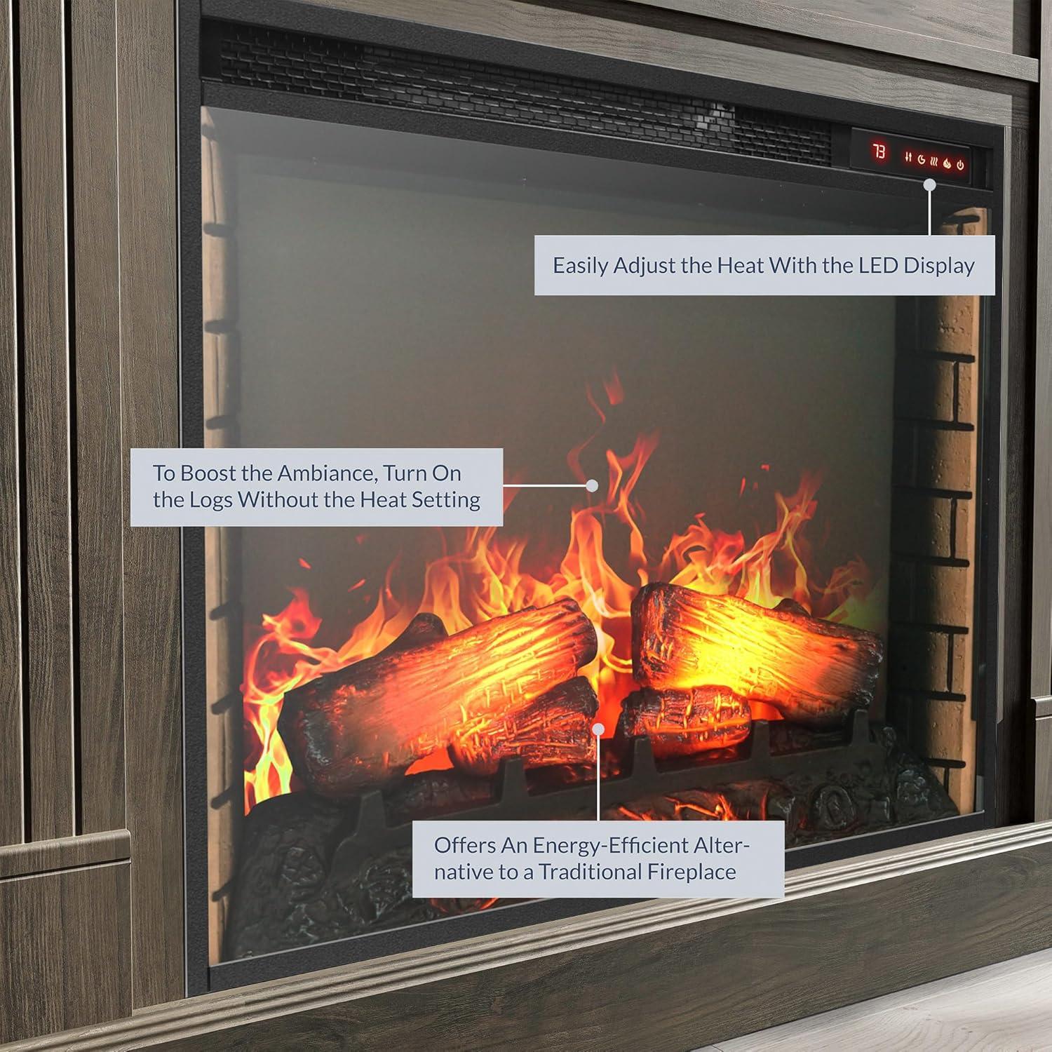 Modern 70" Electric Fireplace  TV Stand with Storage & Remote Control