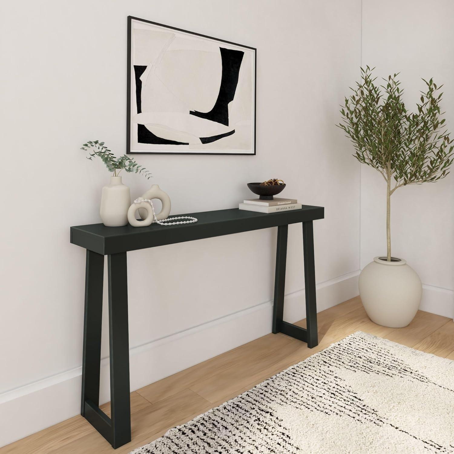 Plank+Beam Solid Wood 56" Console Table, Classic Entryway Table, Narrow Foyer Table