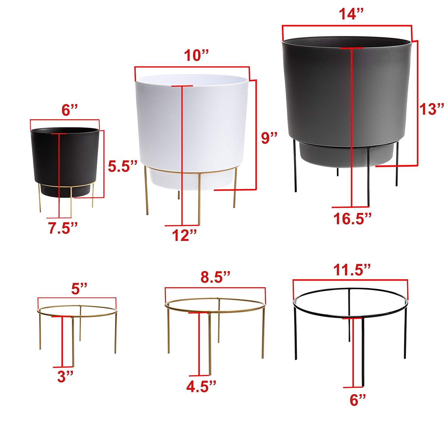 Bloem Hopson 12 in. H X 10 in. D Metal/Plastic Planter with Stand Casper White