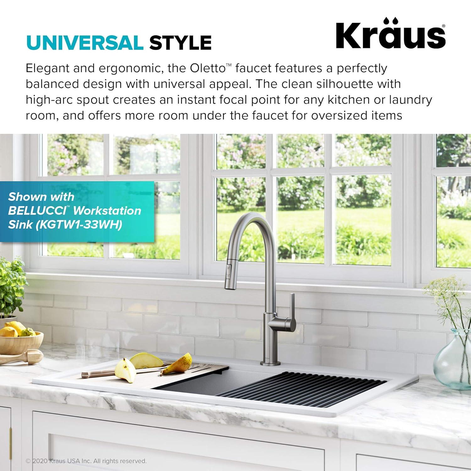 KRAUS Oletto Single Handle Pull Down Kitchen Faucet