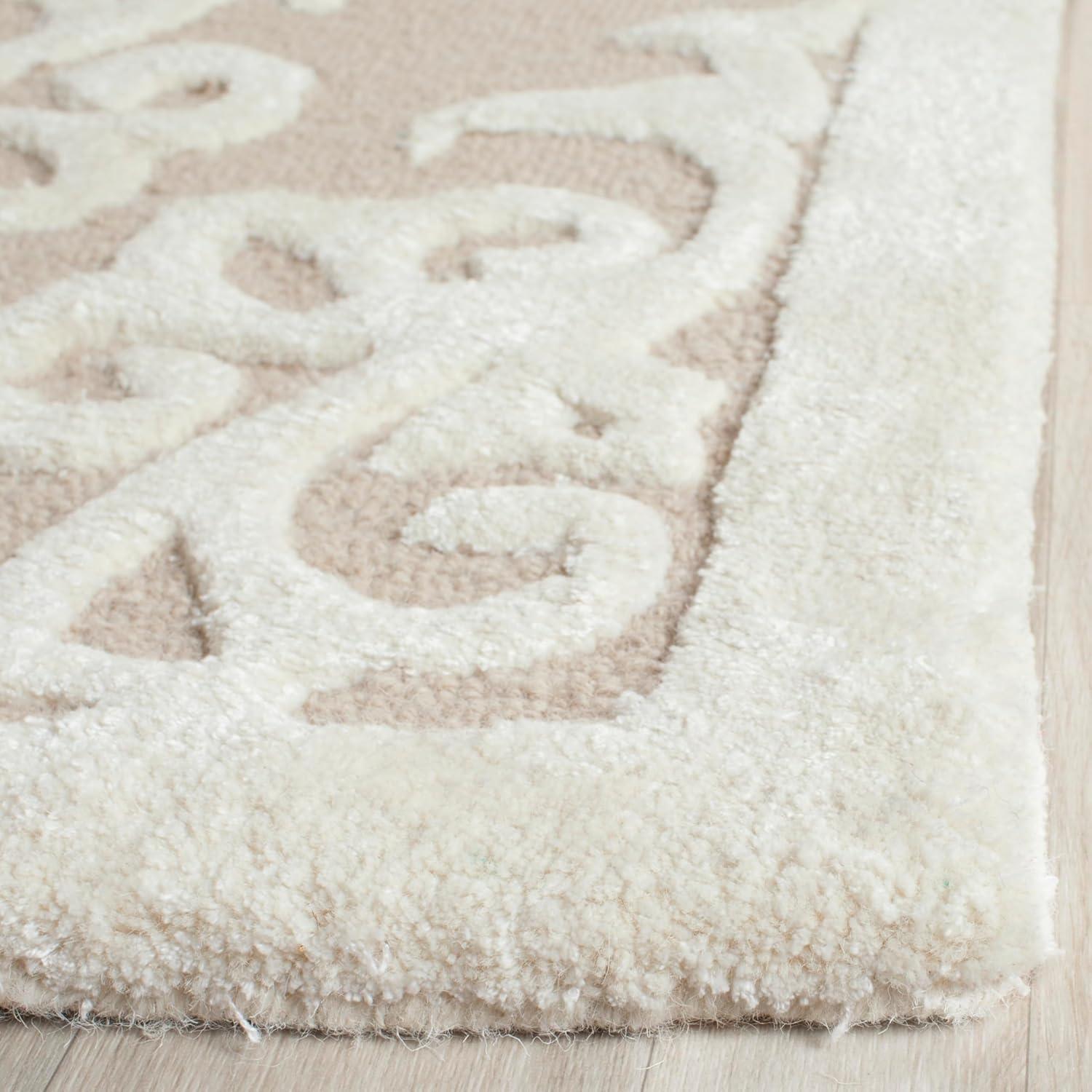 SAFAVIEH Bella Galena Damask Vines Wool Area Rug, Sand/Ivory, 9' x 12'