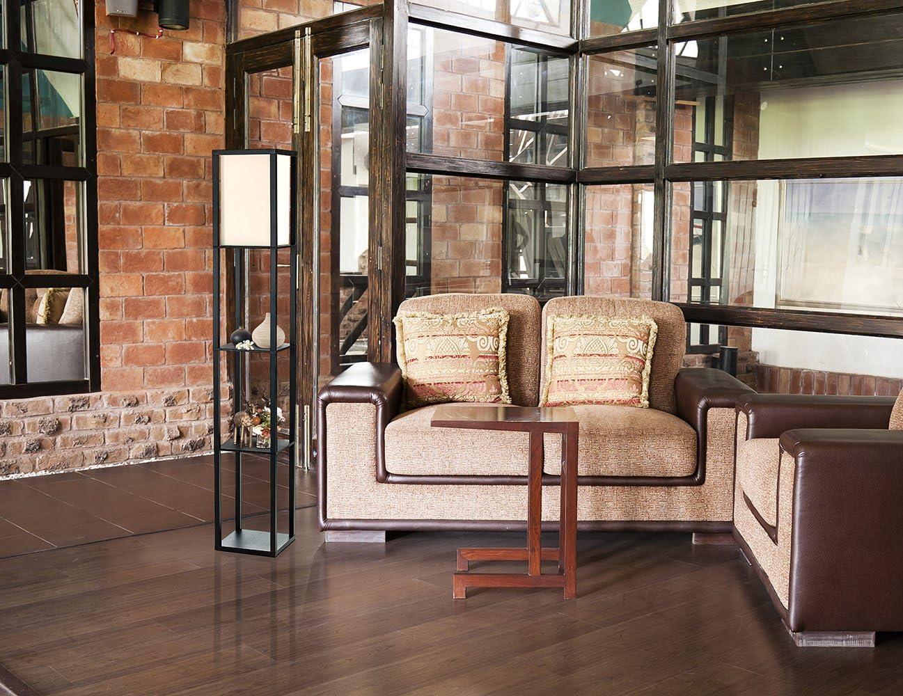 Simple Designs 62.5" Three Shelf Etagere Organizer Storage Floor Lamp