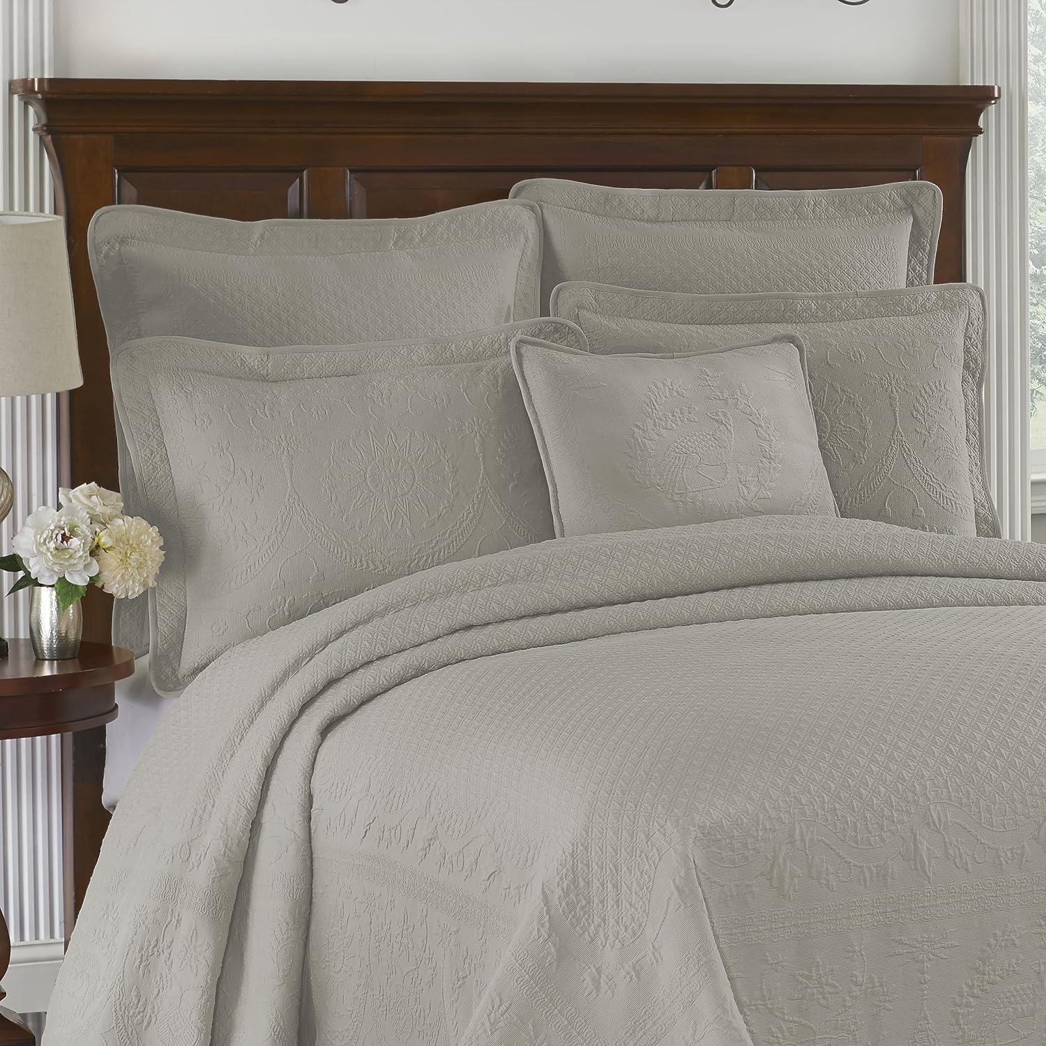 Charleston Classic Gray King Cotton Reversible Coverlet