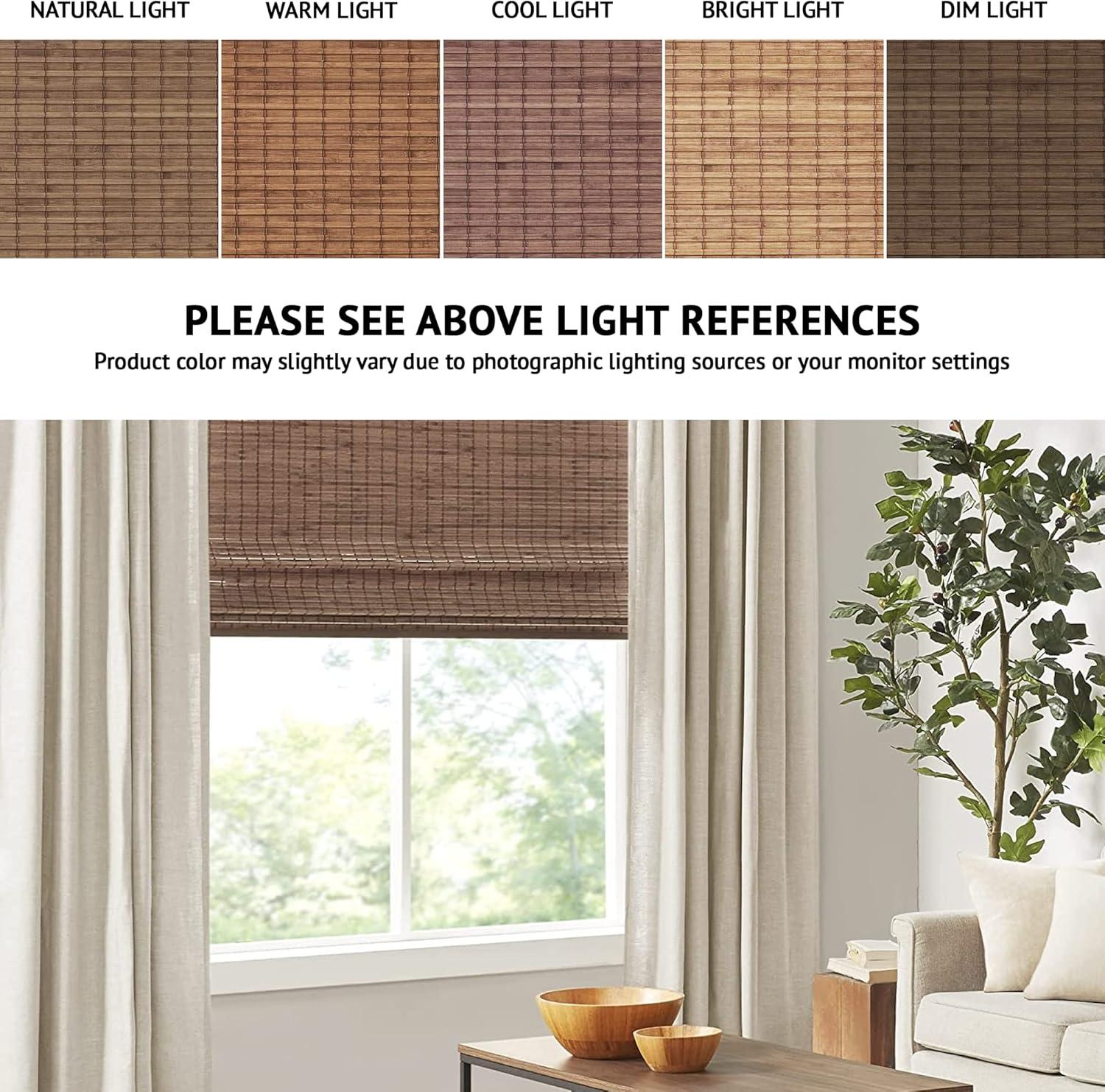 Semi - Sheer Bamboo Light Filtering Roman Shade 64"L