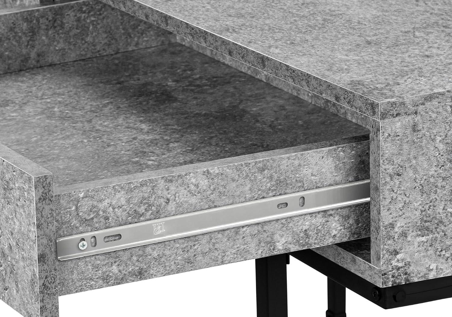 Monarch Specialties Computer Desk Home Office Laptop Storage Drawers 48InchL Work Metal Laminate Black Marble Look Contemporary Modern