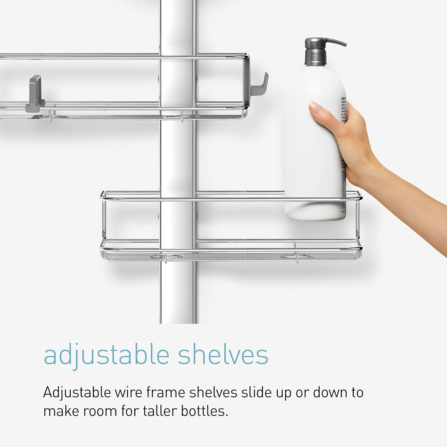 Simplehuman Adjustable Shower Caddy, Stainless Steel and Anodized Aluminum