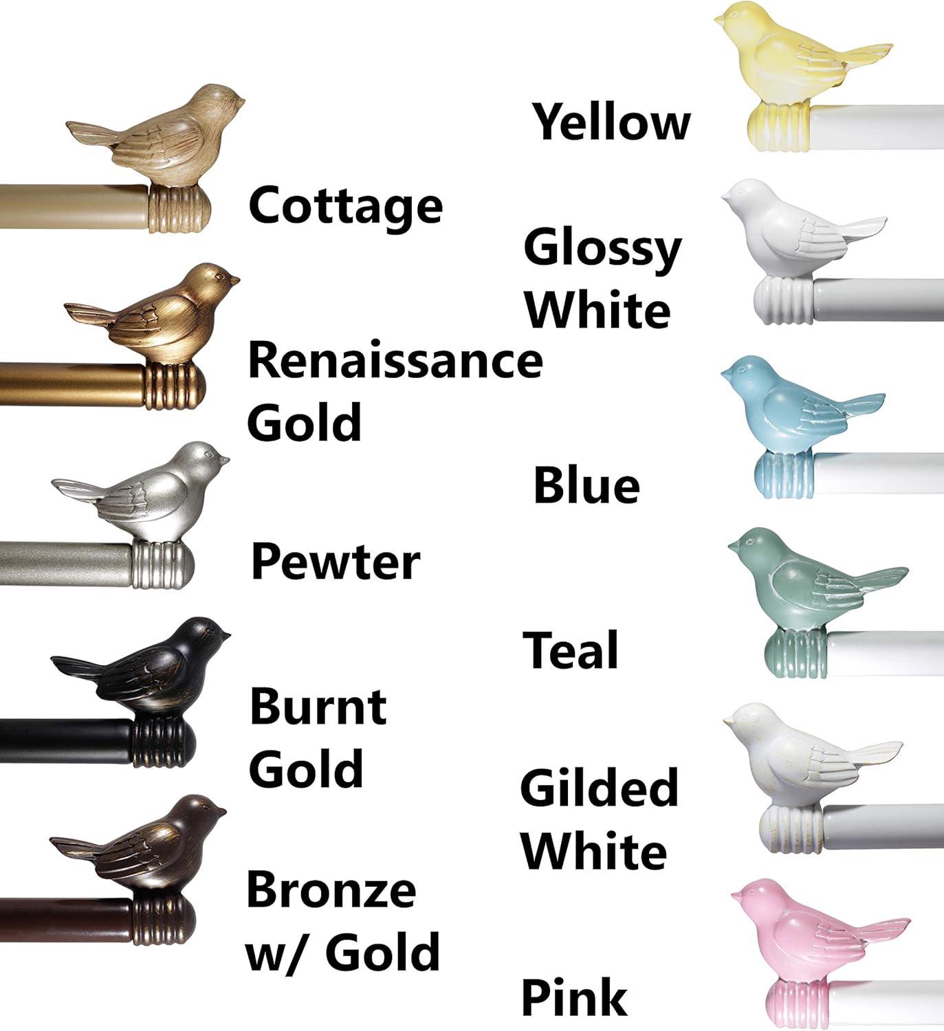 Urbanest 3/4" Bird Adjustable Curtain Rod, 28" to 48", Blue With White Rod