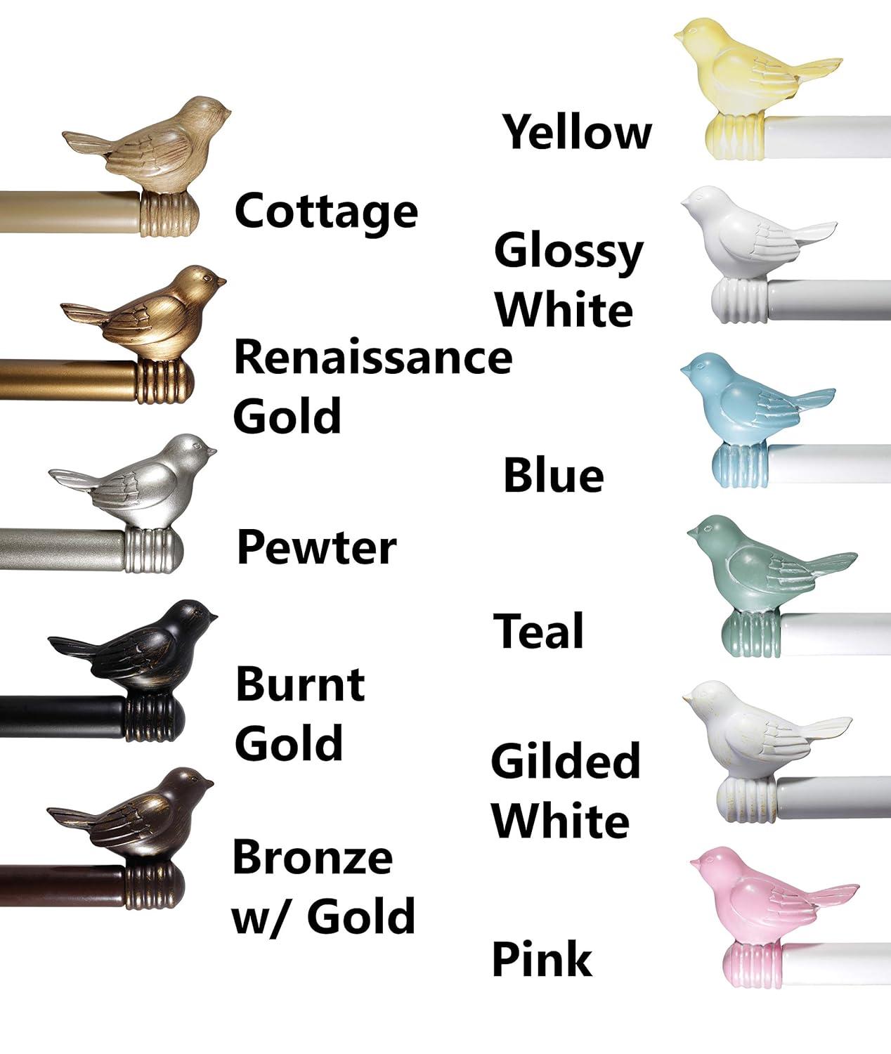 Urbanest 3/4" Bird Adjustable Curtain Rod, 28" to 48", Blue With White Rod