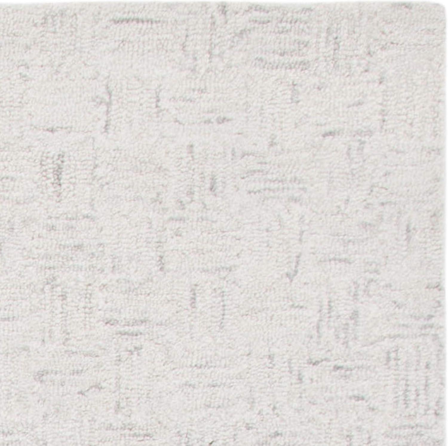 Elegant Ivory & Light Grey Hand-Tufted Wool Area Rug, 5' x 8'