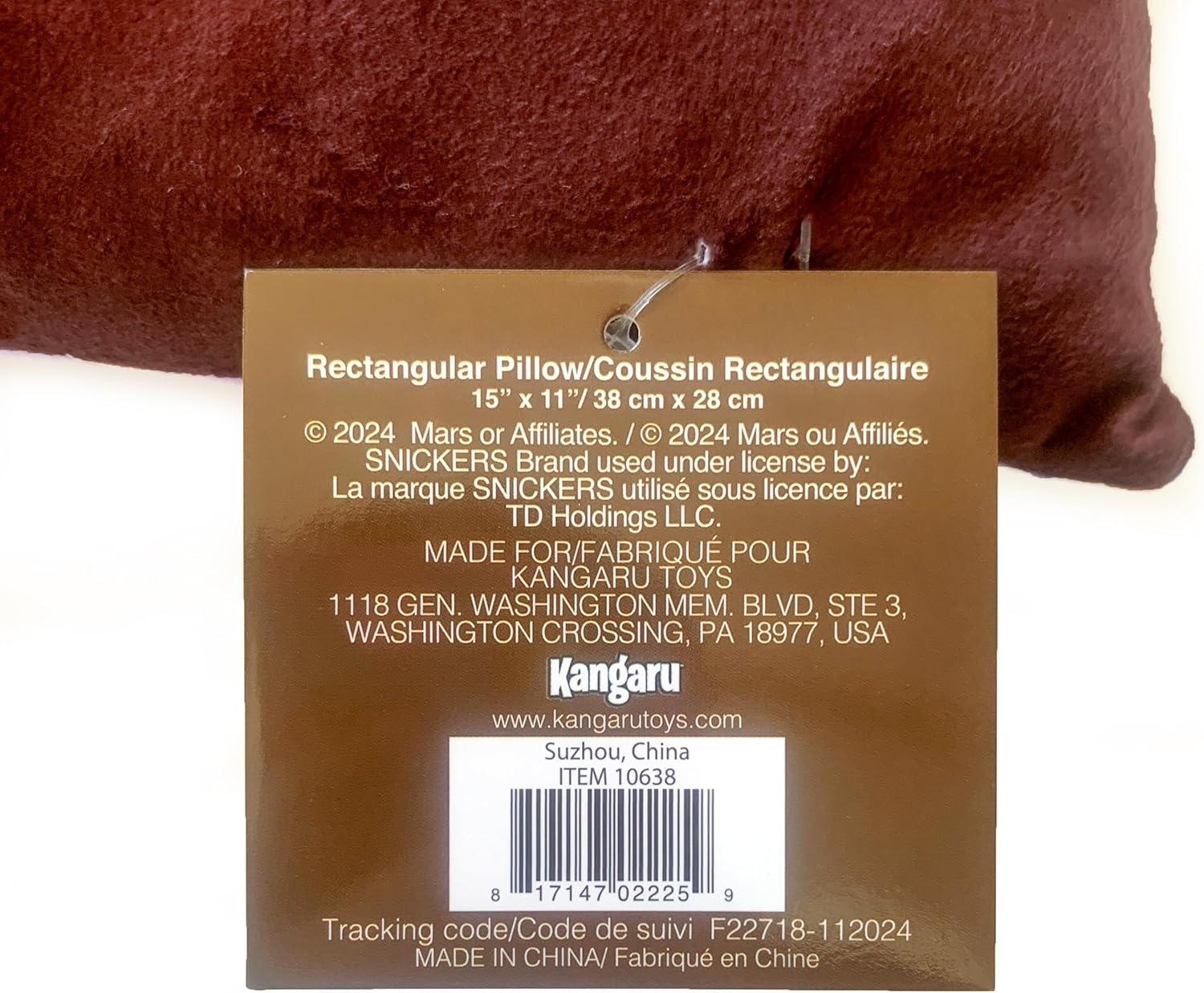 Kangaru: SNICKERS Candy-Inspired Pillow - 15 x 11" Plush Throw Pillow, Soft & Cozy Rectangular Cushion, Fun Novelty Candy Theme Room Décor, Licensed