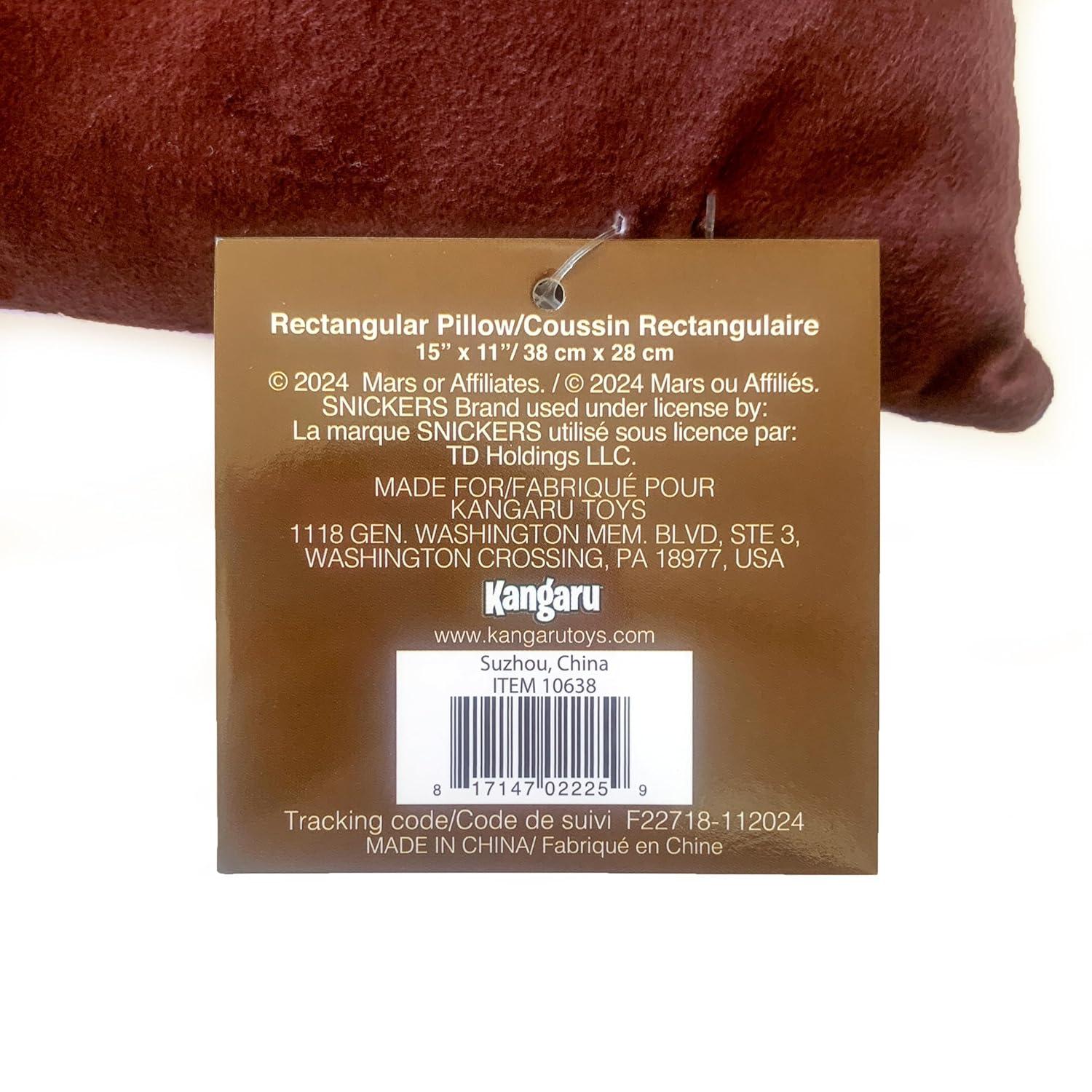 Kangaru: SNICKERS Candy-Inspired Pillow - 15 x 11" Plush Throw Pillow, Soft & Cozy Rectangular Cushion, Fun Novelty Candy Theme Room Décor, Licensed