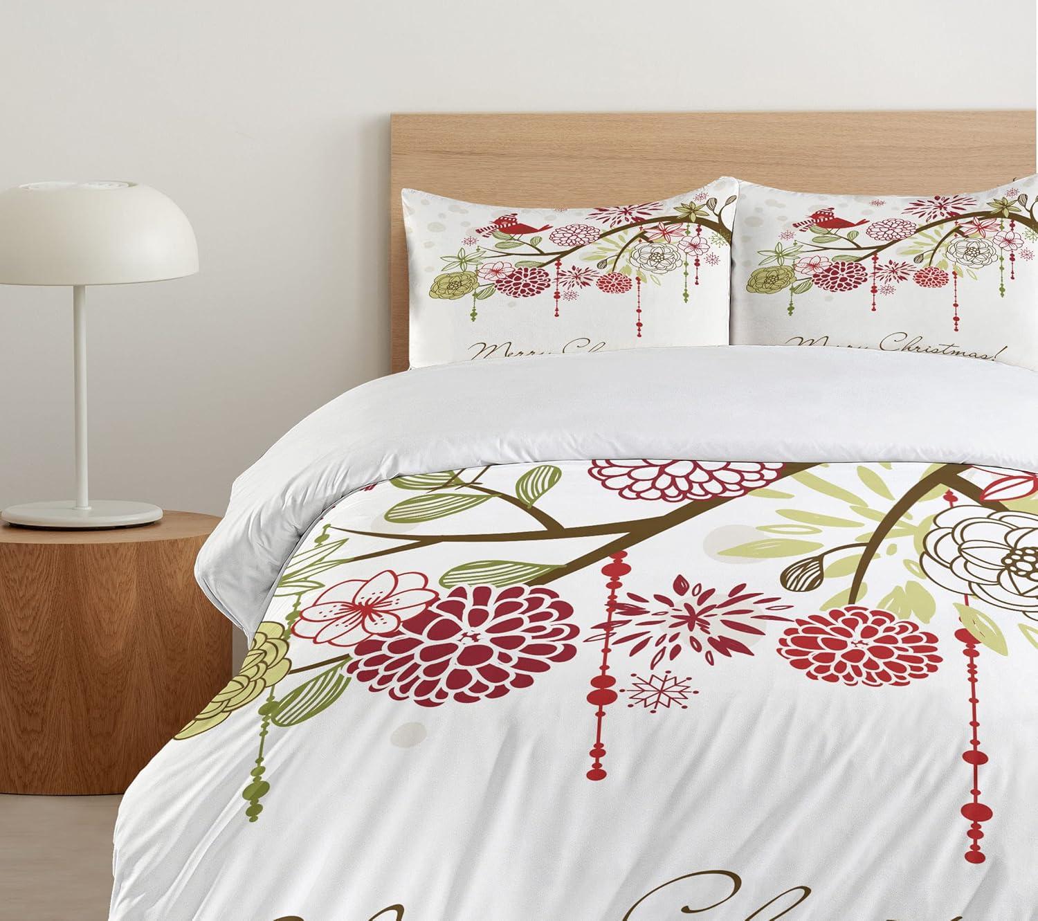 Christmas Farmhouse / Country Floral Duvet Cover Set