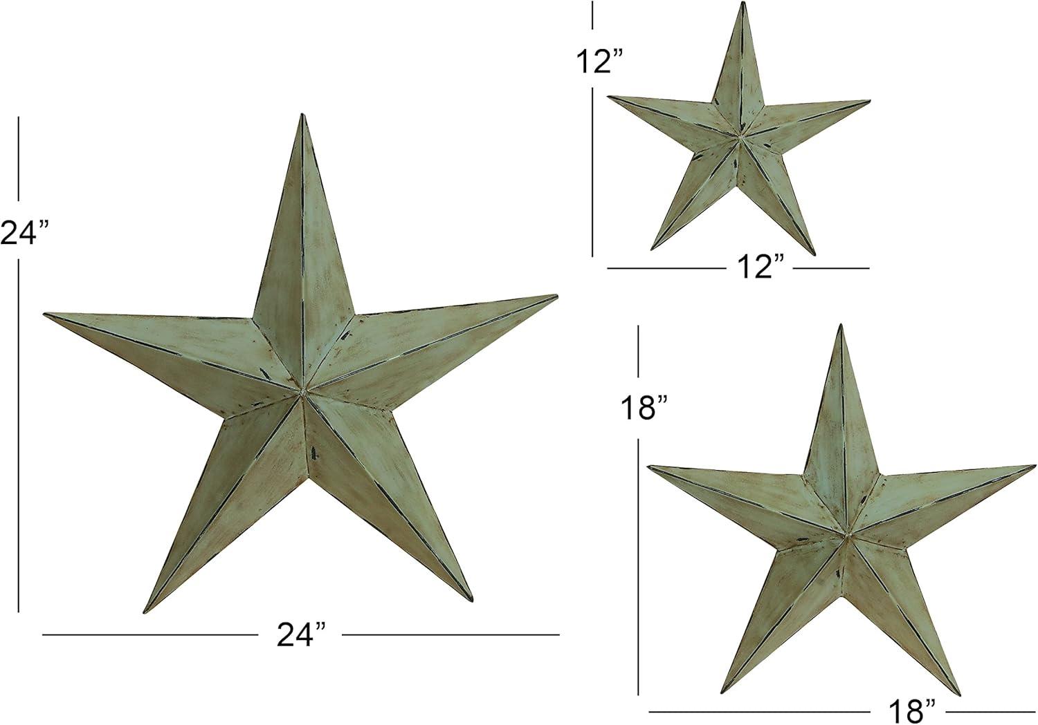 Set of 3 Light Brown Metal Star Wall Sculptures