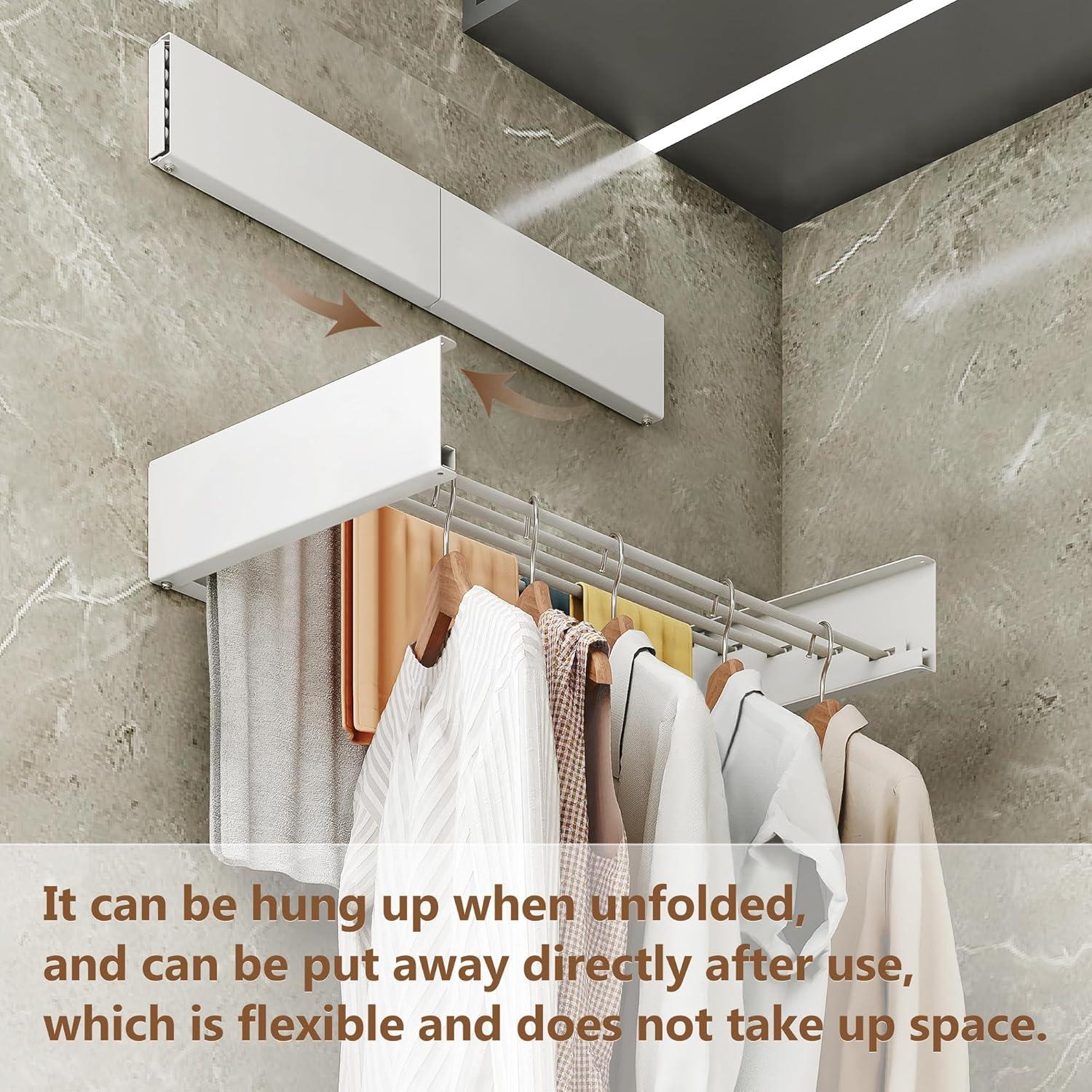 Rebrilliant Wall Mounted Drying Rack,Drying Rack Clothing,Clothes Drying Rack Wall Mounted,Collapsible Drying Racks For Laundry,Laundry Drying Rack,Wall Mounted Clothes Rack(28"-White)