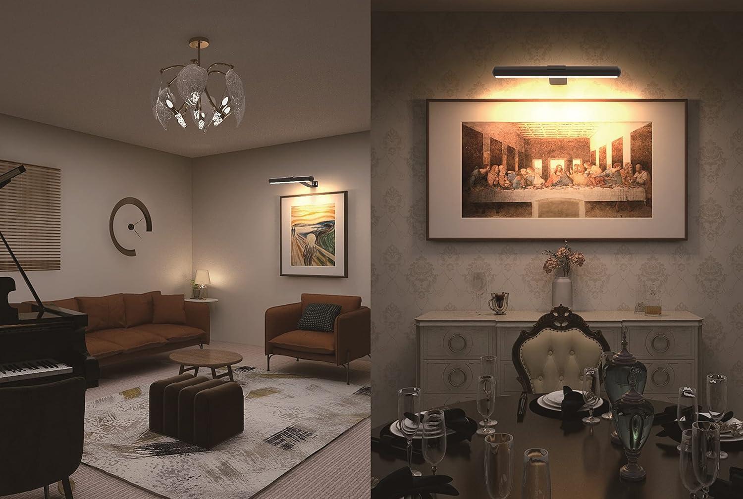 Wireless Picture Lights Rechargeable with 4000mAh Battery,Painting Lights Art Ddisplay Light with Remote Control,3 Lighting and Dimmable,Full Metal Led Accent Light for Picture Dartboard