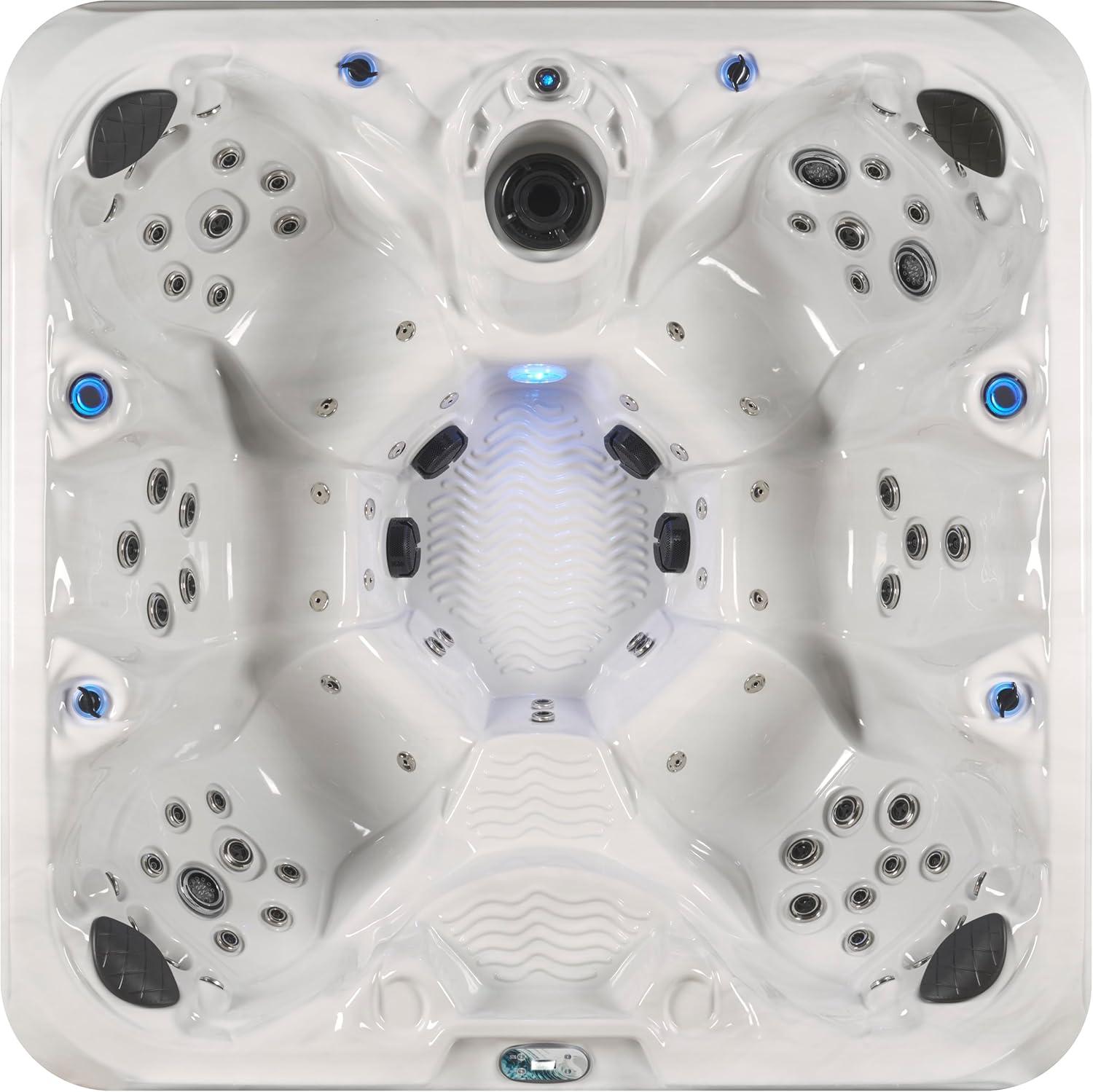 Aqualife® by Strong Spas® Grand Banks™ 5-Person 81-Jet Acrylic Lounger Hot Tub Spa, Stainless Steel Heater and Ozonator, Multi Color LED Lighting, Insulated Cover Included