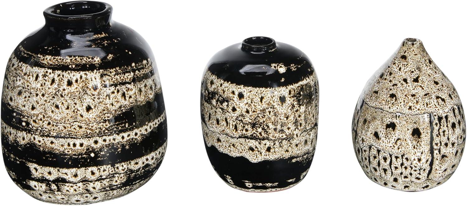 Abishan Round Decorative Terra-cotta Vases with Distressed Design and Reactive Glaze