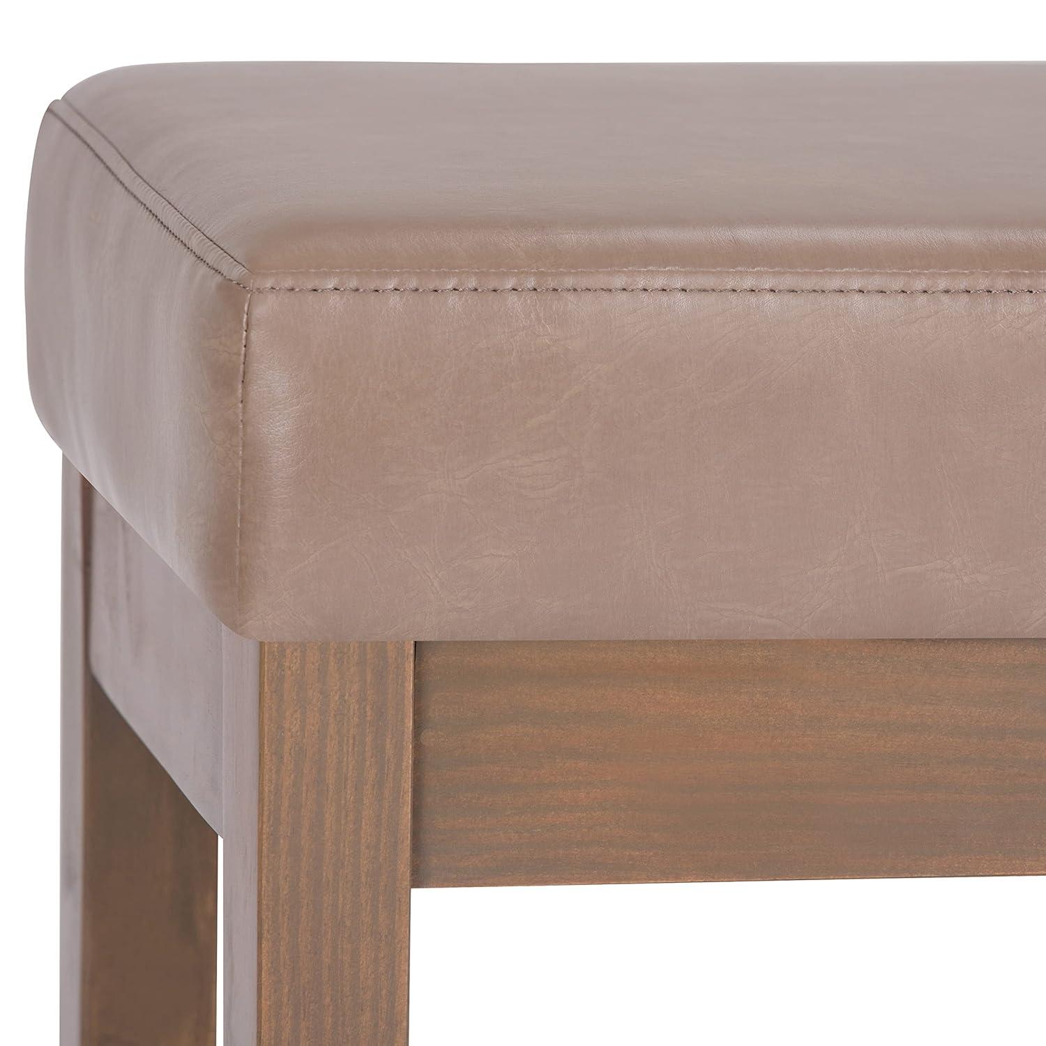 Simpli Home Milltown Ottoman Bench with Upholstered Seat and Solid Wood Frame