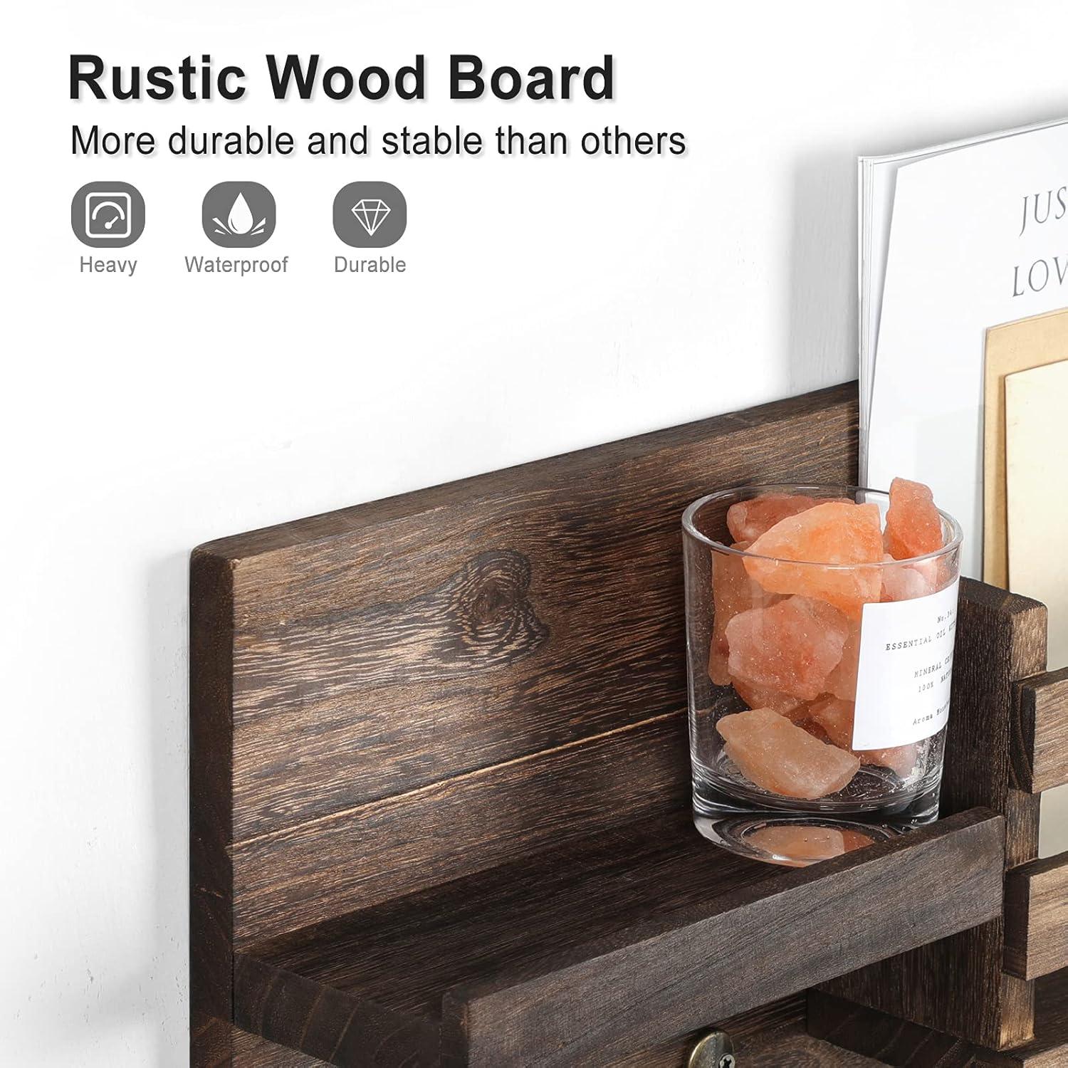 1pc Rustic Wooden Wall Mounted Key Rack With Shelf And Hooks - Mail Organizer And Key Holder For Entryway, Kitchen, Farmhouse Decor, Living Room, Wall Key Hooks