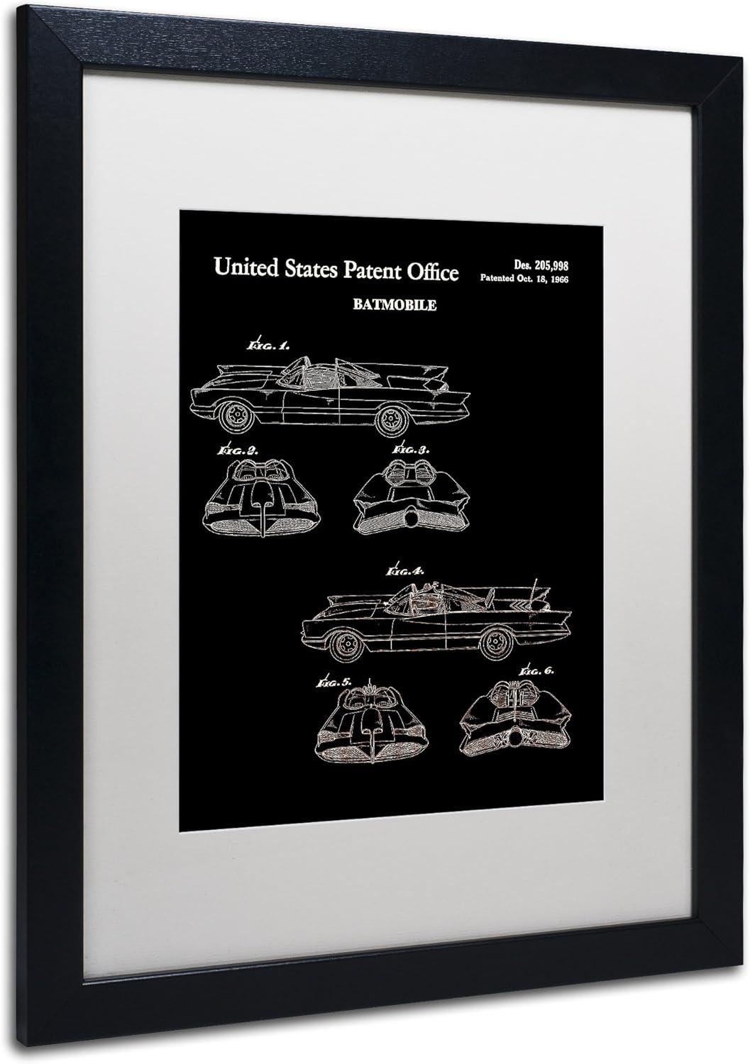 Batmobile Patent 1966 Black and White Canvas Print with Frame