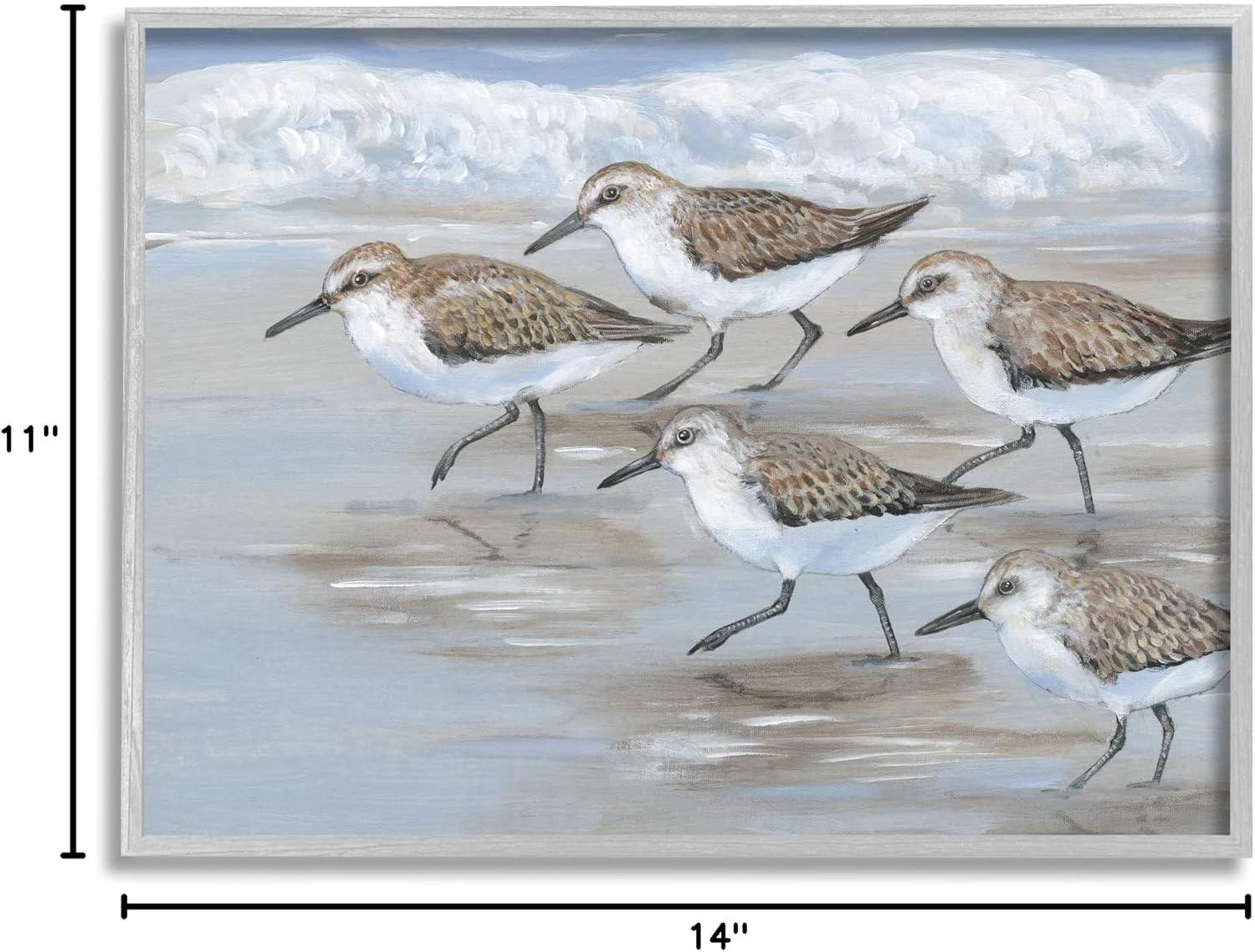 Stupell Industries Sandpiper Bird Flock Marching Beach Coast Waves