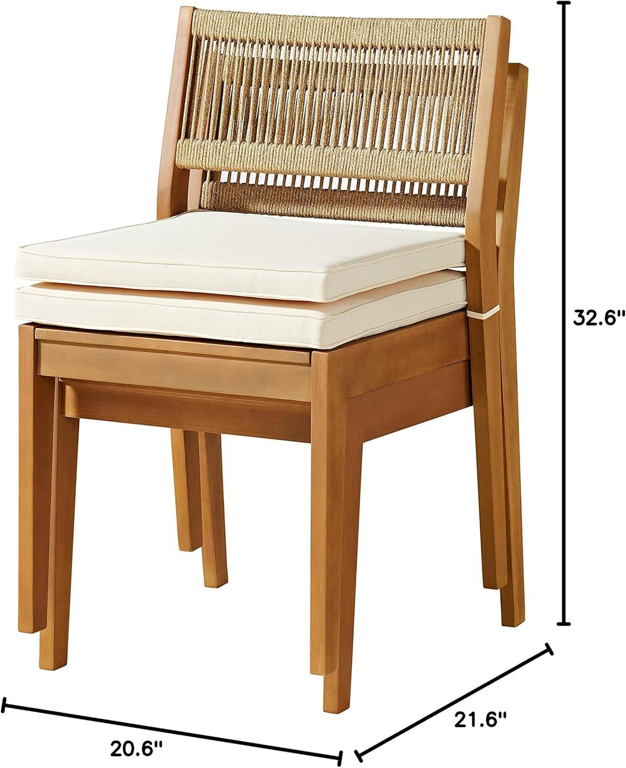 Alaterre Furniture 2pc Barton Outdoor Weather Resistant Stackable Dining Chairs with Cushions