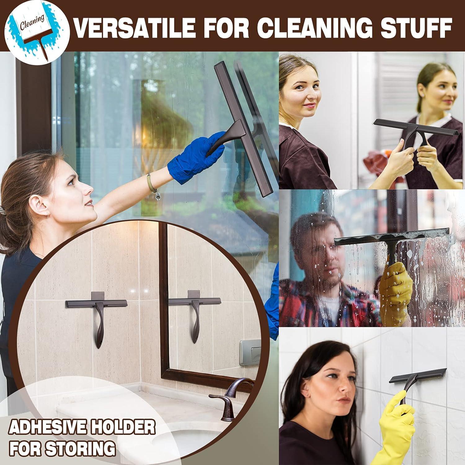 NETANY Shower Squeegee, 10-Inch Bronze Squeegee, All-Purpose Stainless Steel Squeegee for Bathroom, Shower Doors, Mirrors, Tiles and Car Windows - 100% Streak Free